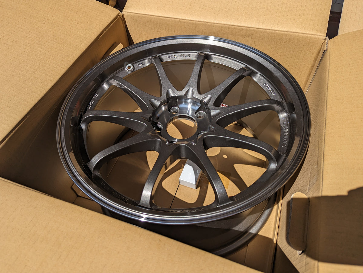 RAYS Volk Racing CE28SL (Pressed Graphite) with Genuine Rays Stickers - 5x114.3 - 18x9.5 +35