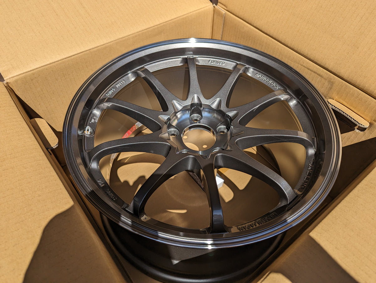 RAYS Volk Racing CE28SL (Pressed Graphite) with Genuine Rays Stickers - 5x114.3 - 18x9.5 +35