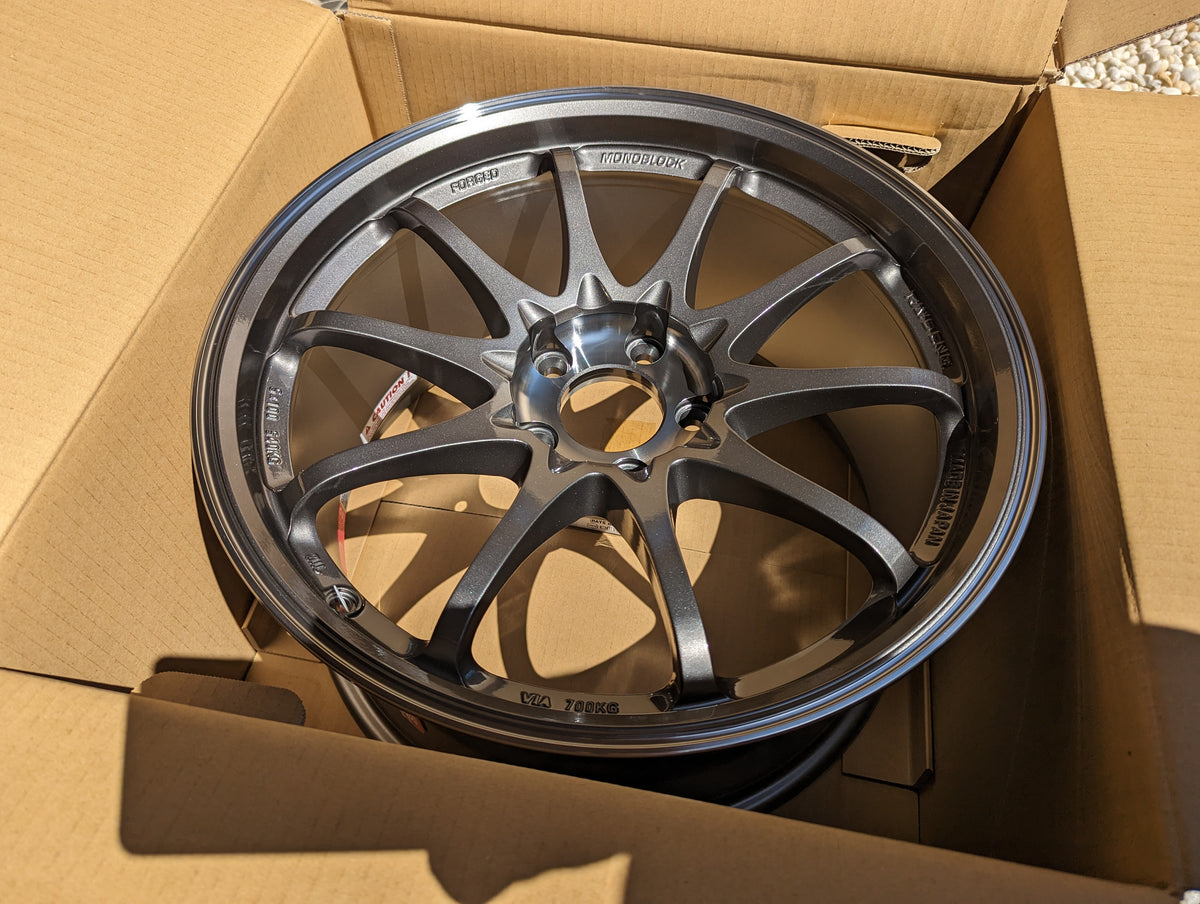 RAYS Volk Racing CE28SL (Pressed Graphite) with Genuine Rays Stickers - 5x114.3 - 18x9.5 +35