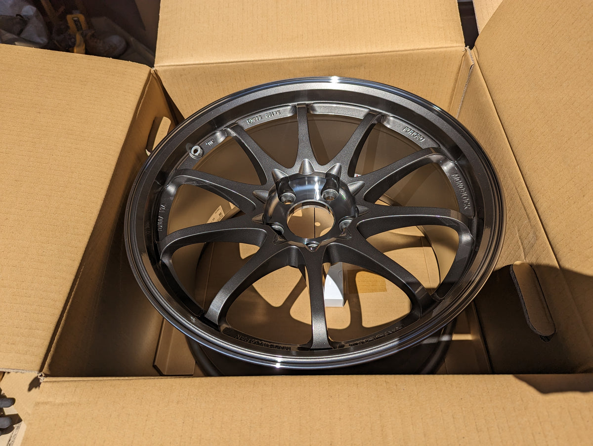 RAYS Volk Racing CE28SL (Pressed Graphite) with Genuine Rays Stickers - 5x114.3 - 18x9.5 +35