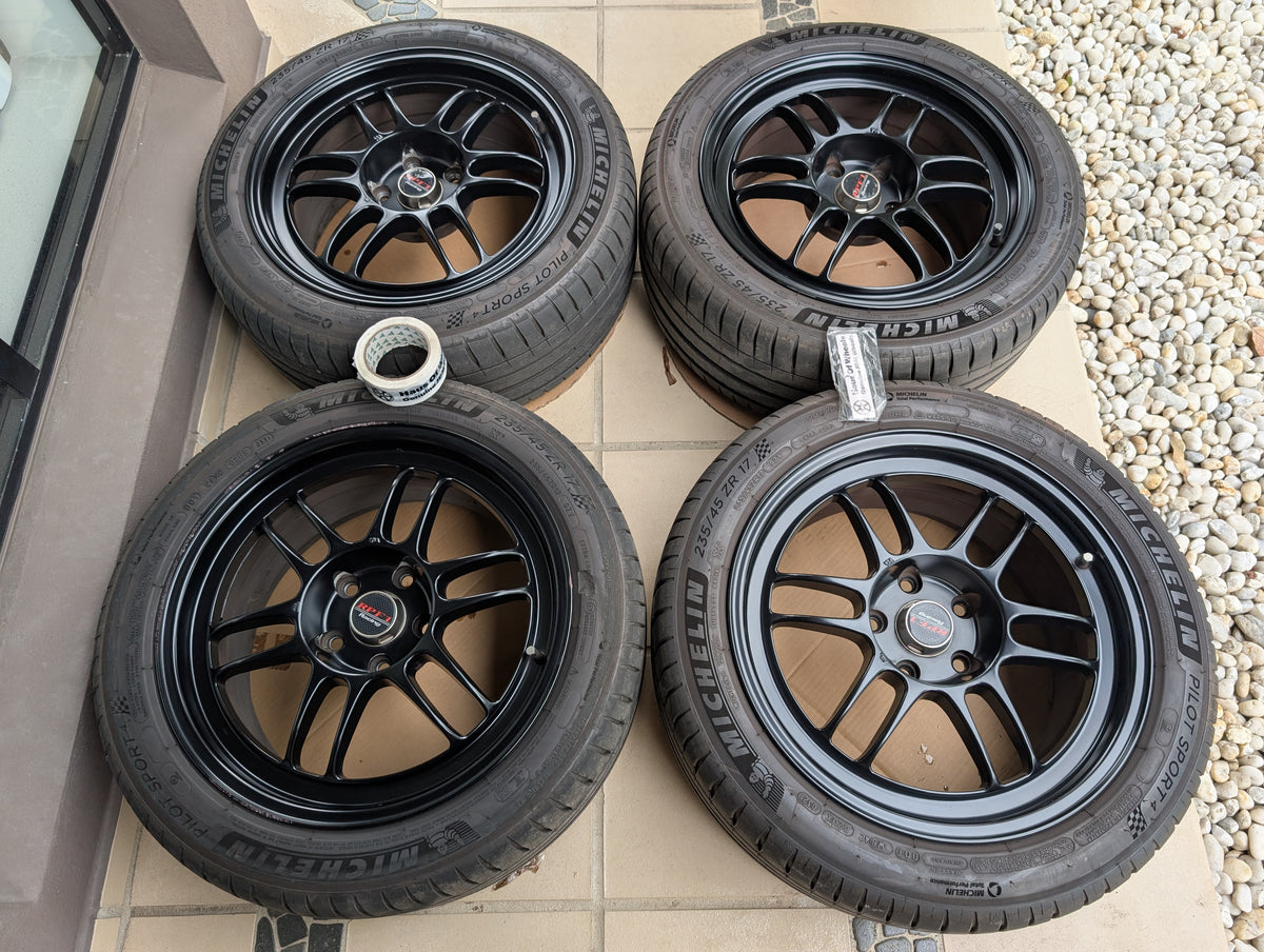 Used Enkei RPF1 (Matte Black) with Michelin Pilot Sports 4 Tyres - 5x114.3 - 17x8 +35 (235/45/17)