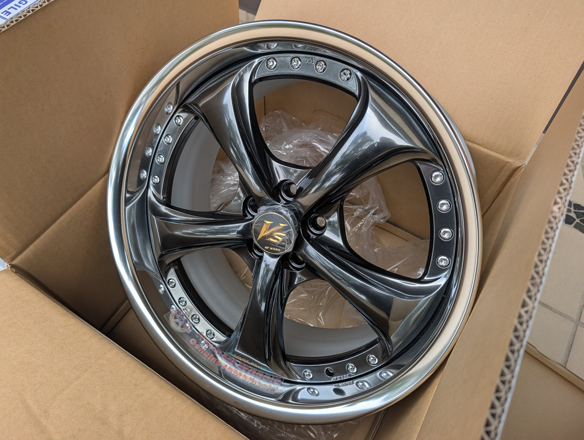 Work VS-KF Brilliant Silver Black | 5x100 | 18x9 +34 | New - Deep Dish