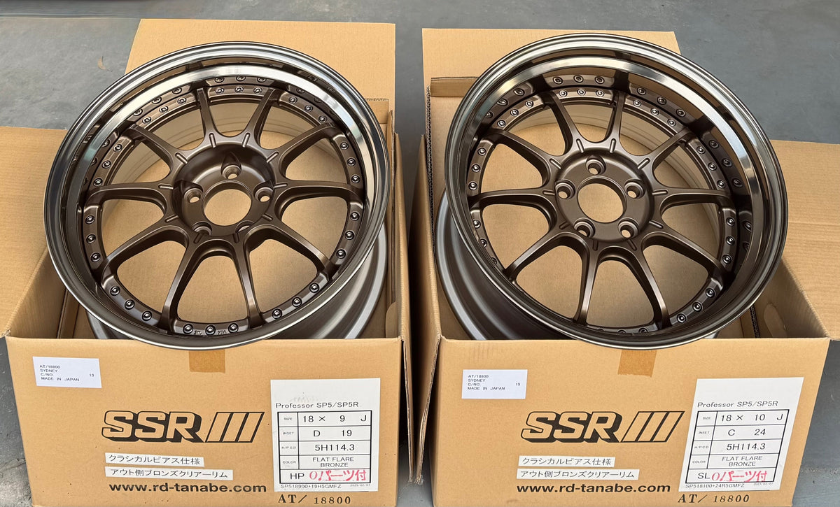 SSR Professor SP5 Triple Bronze 18x9 +19 HP and 18x10 +24 SL 5x114.3