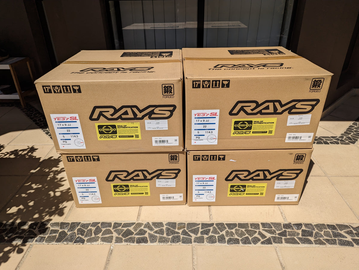 PAIR RAYS Volk Racing TE37SL with Genuine Volk Racing Stickers - 5x114.3 - 17x9 +22