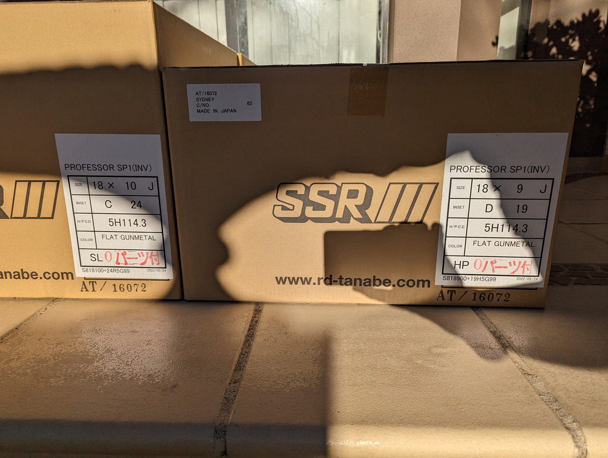 SSR SP1 Flat Gunmetal | 5x114.3 | F: 18x9 +19 / R: 18x10 +24 | New | 3 Piece