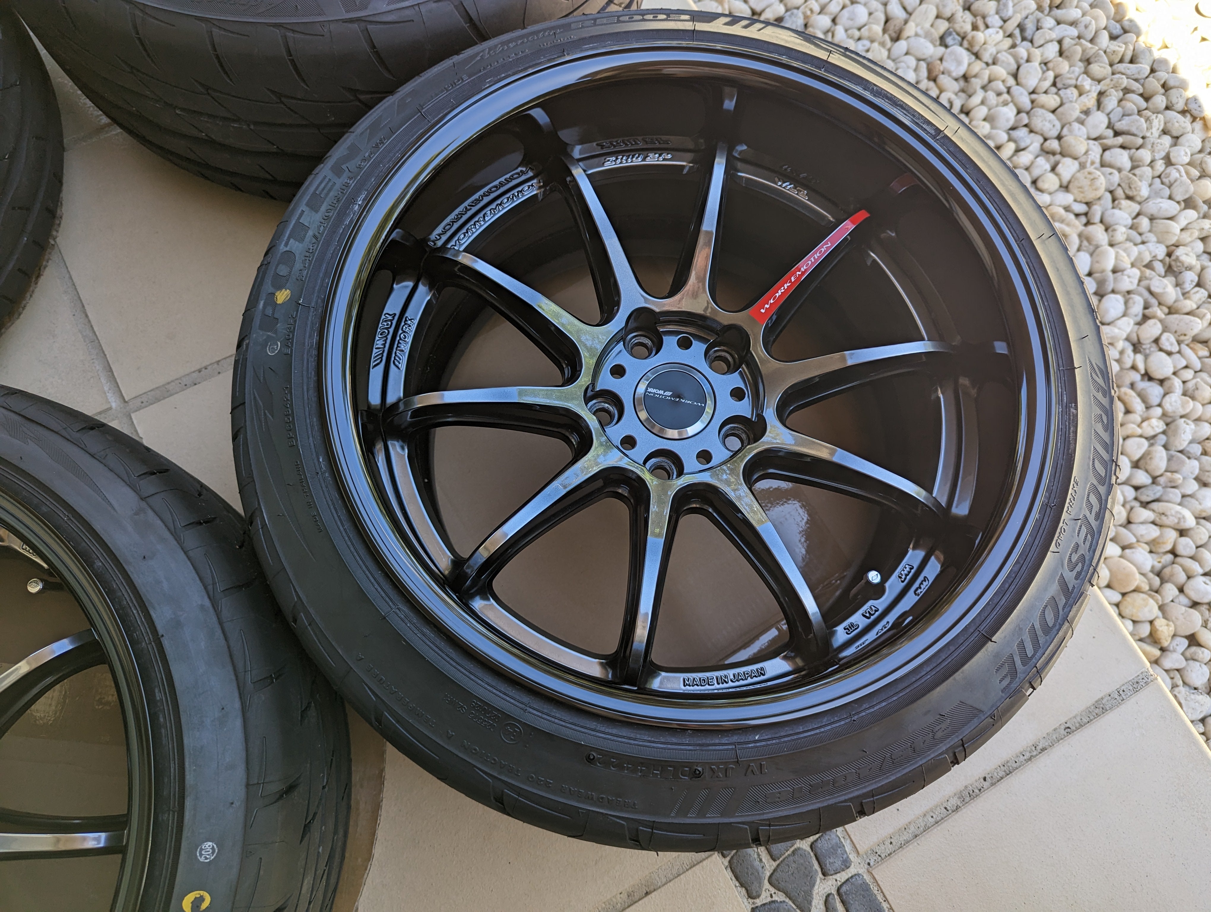 *Near New* Work Emotion ZR10 2P with Genuine Work Center Caps and New Bridgestone RE003 Tyres - 5x114.3 - F: 18x9.5 +10 (225/40/18)  - R: 18x10.5 +10 (245/40/18)