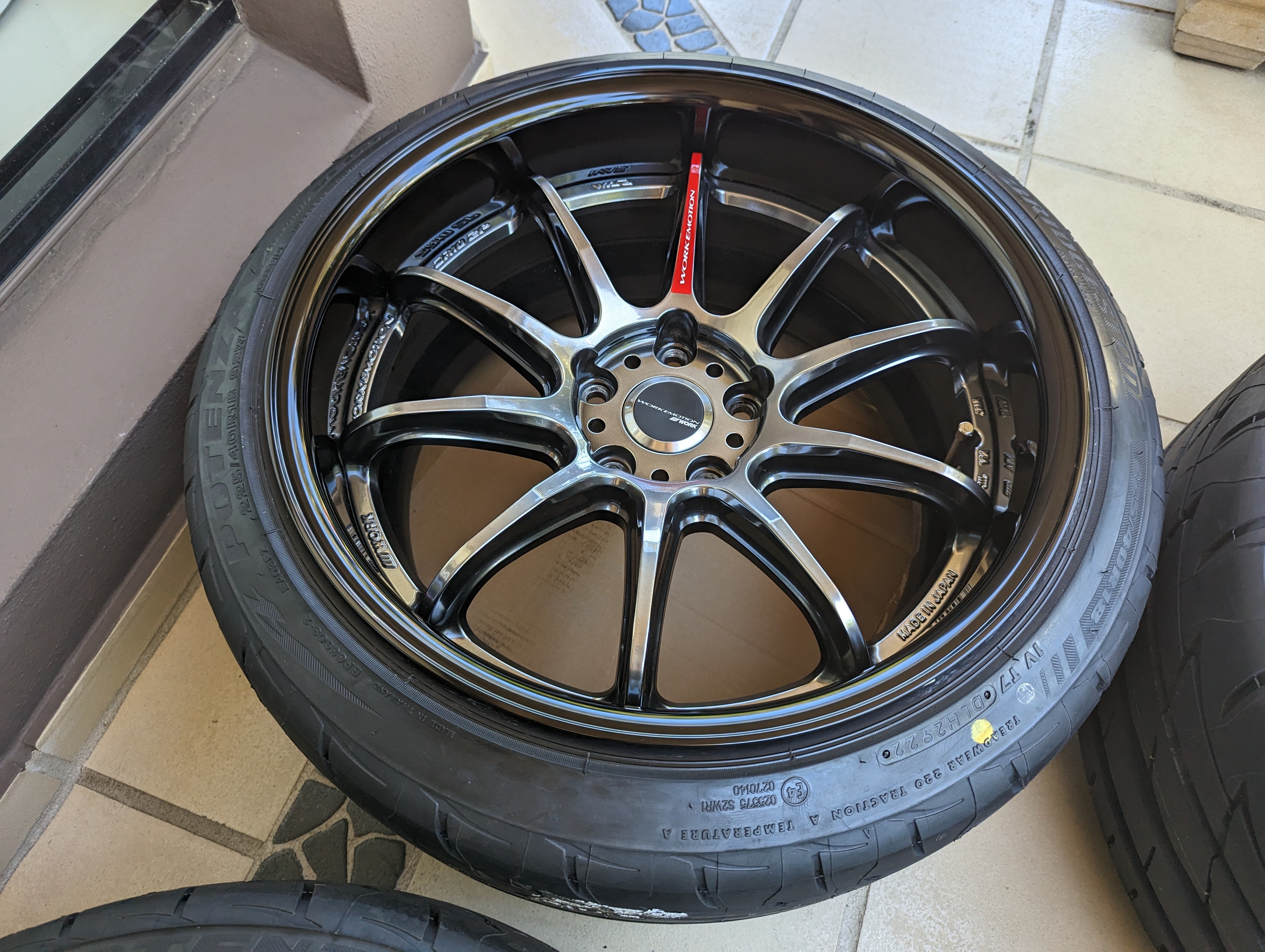 *Near New* Work Emotion ZR10 2P with Genuine Work Center Caps and New Bridgestone RE003 Tyres - 5x114.3 - F: 18x9.5 +10 (225/40/18)  - R: 18x10.5 +10 (245/40/18)