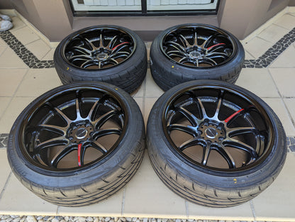 Work Emotion ZR10 2P Glim Mid Black | 5x114.3 | F: 18x9.5 +10 / R: 18x10.5 +10 | Near New | With RE003 Tyres | 2 Piece