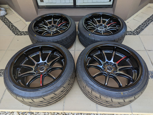 Work Emotion ZR10 2P Glim Mid Black | 5x114.3 | F: 18x9.5 +10 / R: 18x10.5 +10 | Near New | With RE003 Tyres | 2 Piece