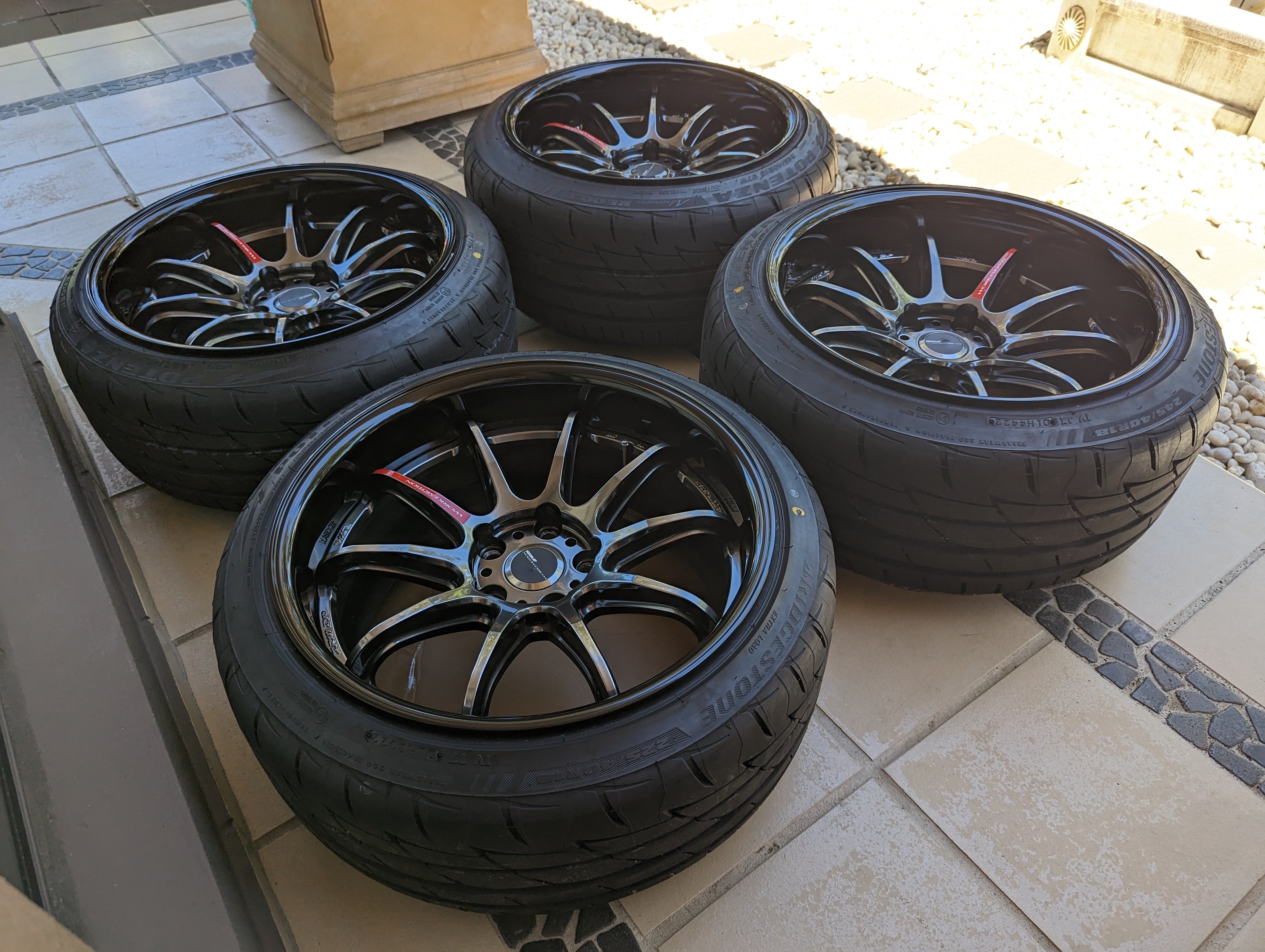 *Near New* Work Emotion ZR10 2P with Genuine Work Center Caps and New Bridgestone RE003 Tyres - 5x114.3 - F: 18x9.5 +10 (225/40/18)  - R: 18x10.5 +10 (245/40/18)