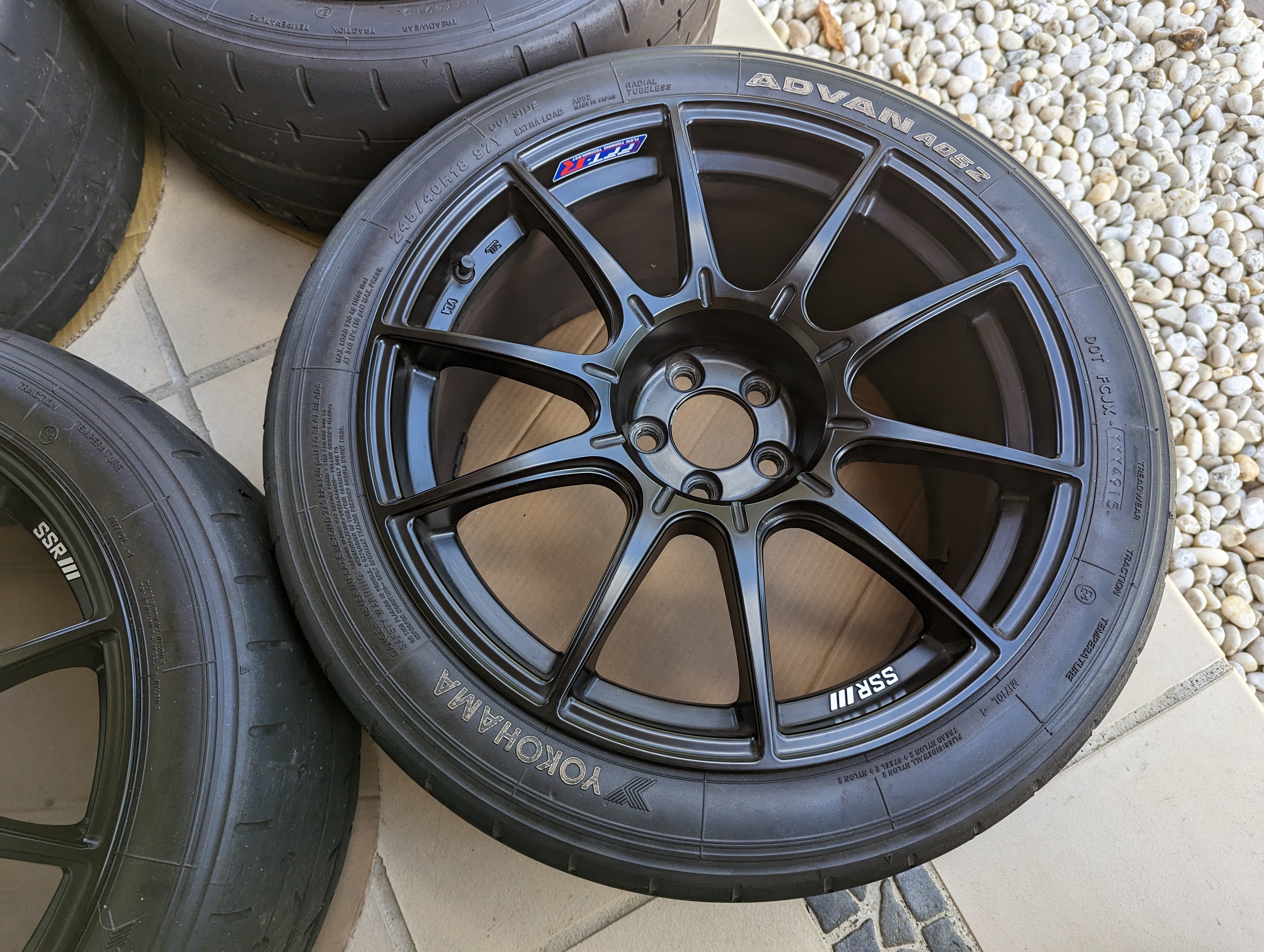 SSR GTX01 (Flat Black) with Yokohama Semi Slick Advan A052 Tyres - $2200 - Near New ($2200 for wheels +$1800 for tyres) Square Set