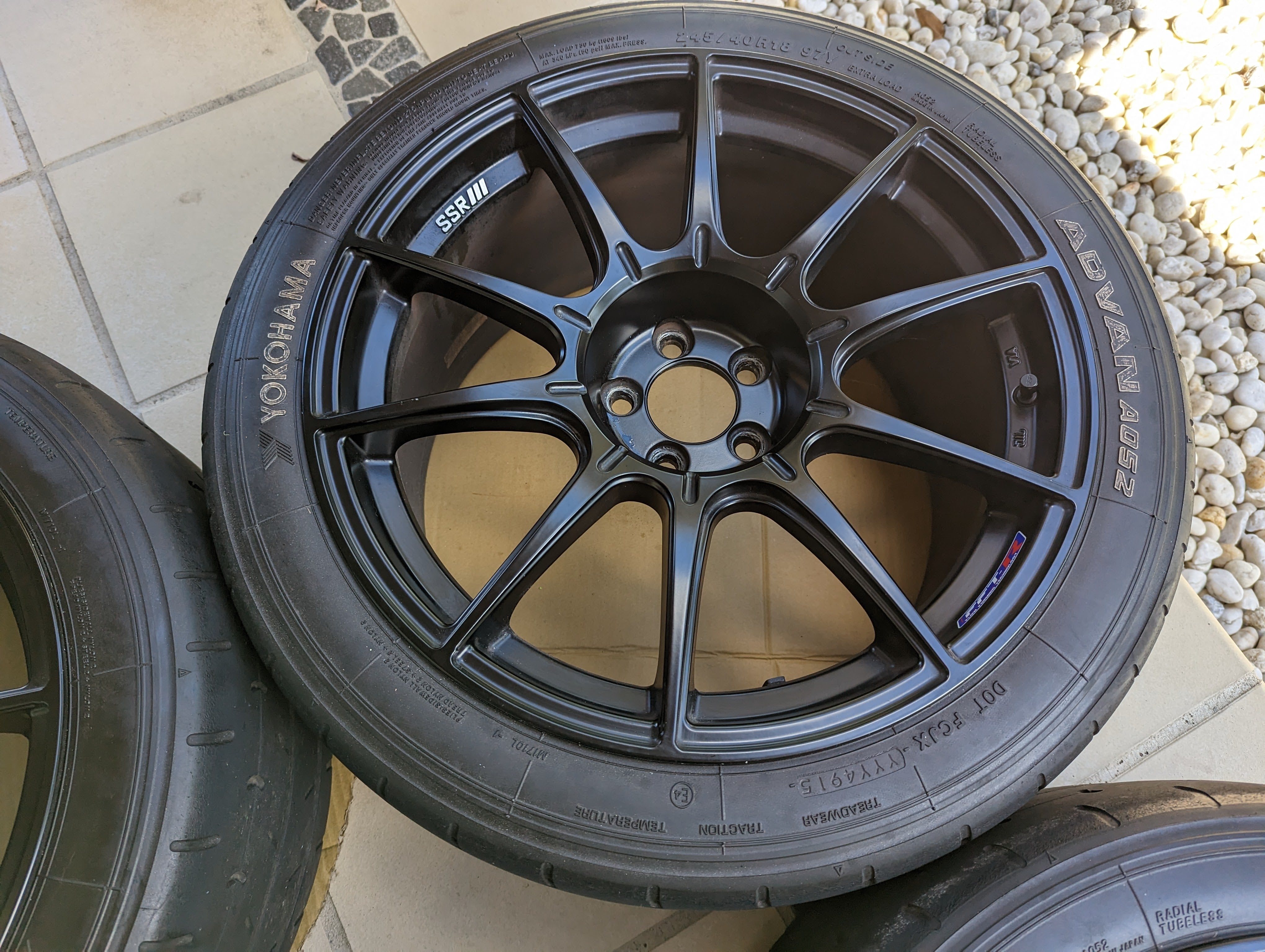 SSR GTX01 (Flat Black) with Yokohama Semi Slick Advan A052 Tyres - $2200 - Near New ($2200 for wheels +$1800 for tyres) Square Set