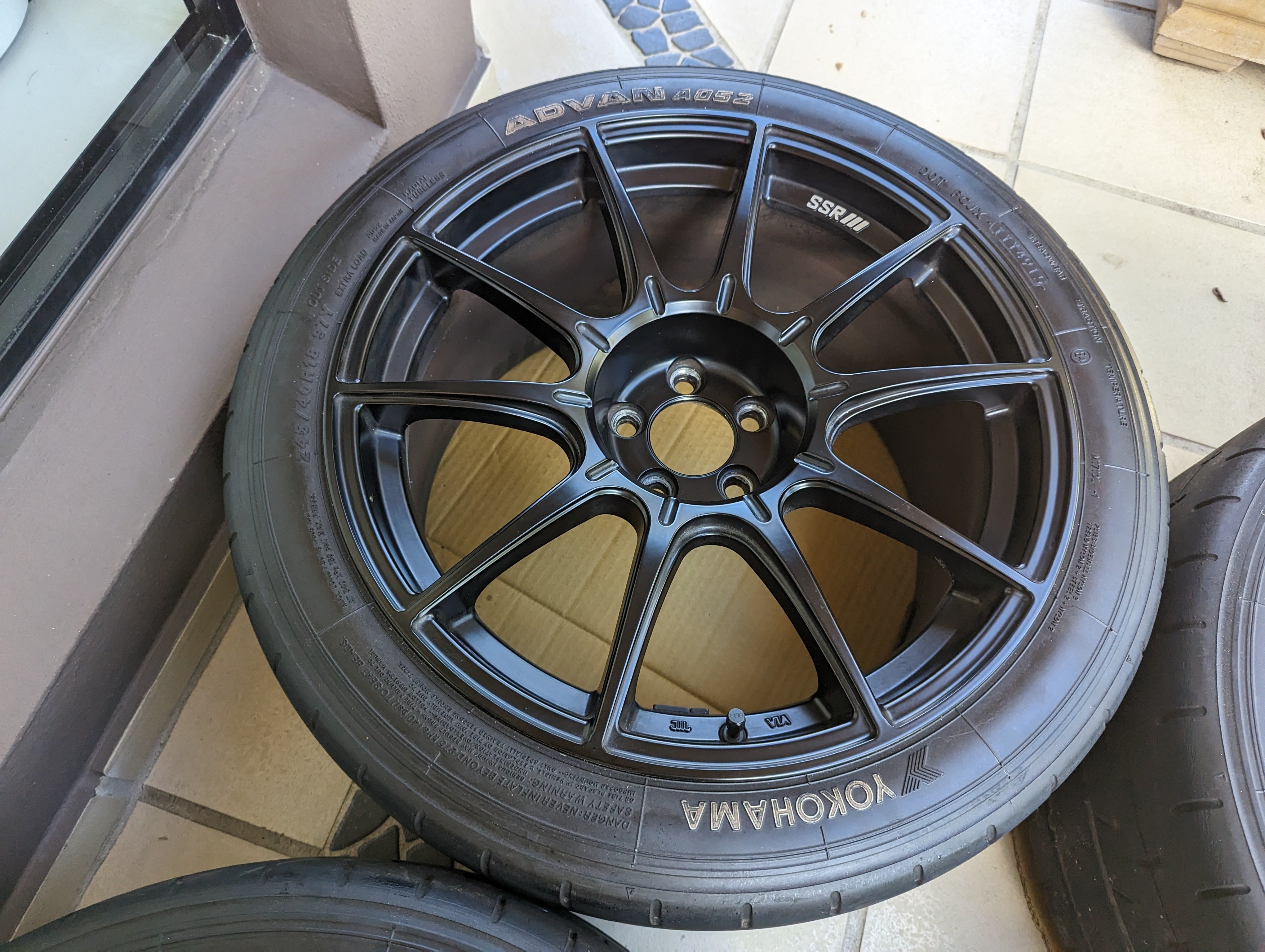 SSR GTX01 (Flat Black) with Yokohama Semi Slick Advan A052 Tyres - $2200 - Near New ($2200 for wheels +$1800 for tyres) Square Set