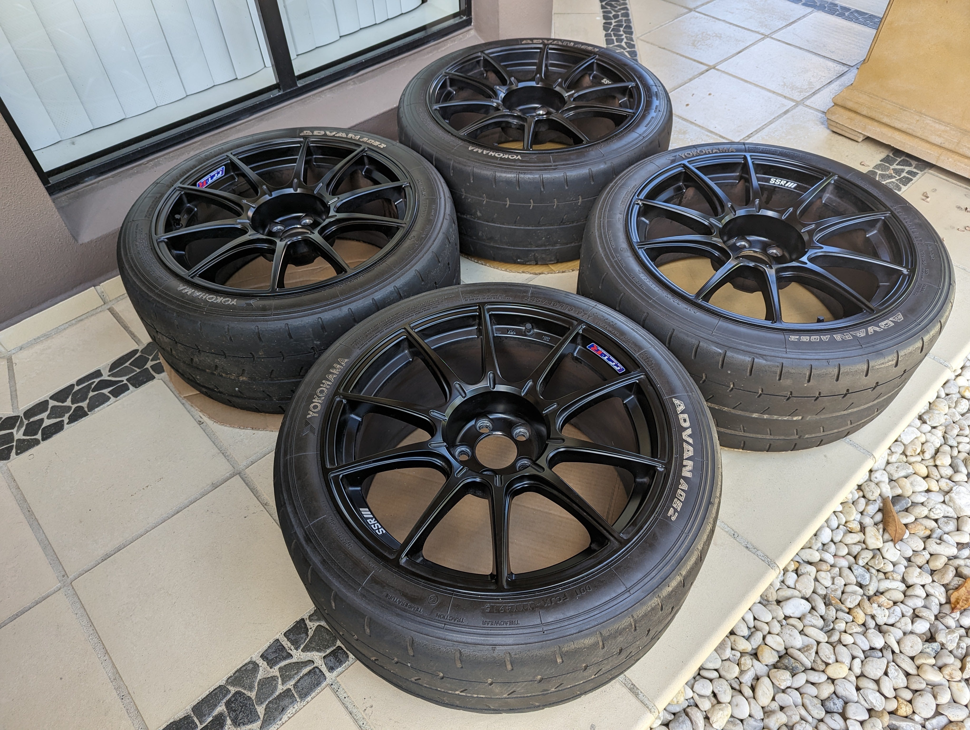 SSR GTX01 (Flat Black) with Yokohama Semi Slick Advan A052 Tyres - $2200 - Near New ($2200 for wheels +$1800 for tyres) Square Set