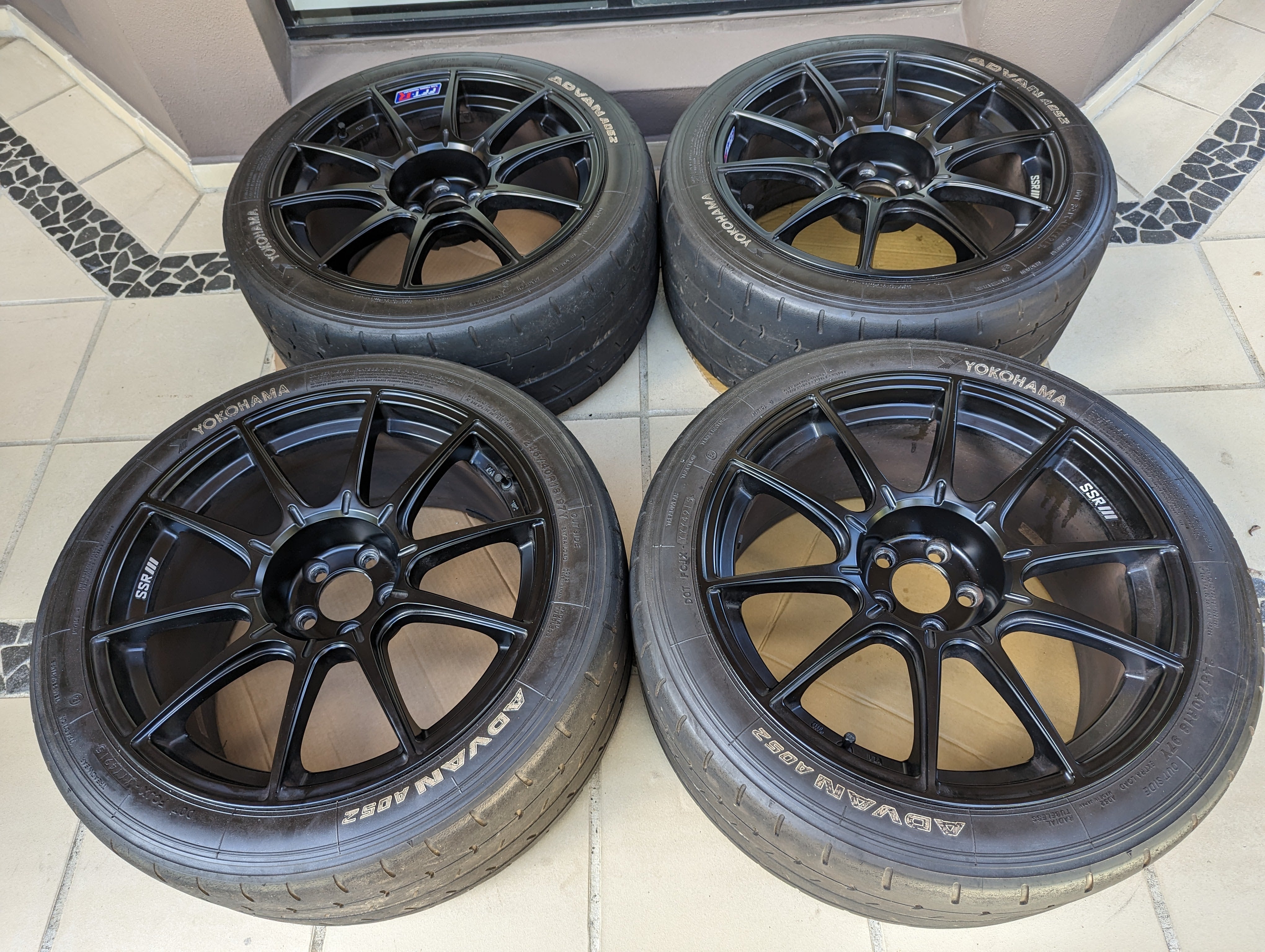 SSR GTX01 (Flat Black) with Yokohama Semi Slick Advan A052 Tyres - $2200 - Near New ($2200 for wheels +$1800 for tyres) Square Set