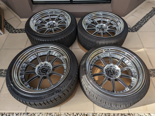 
Work Emotion GTX-3P with Genuine Works Centre Caps and Tyres - 3 Piece Wheels