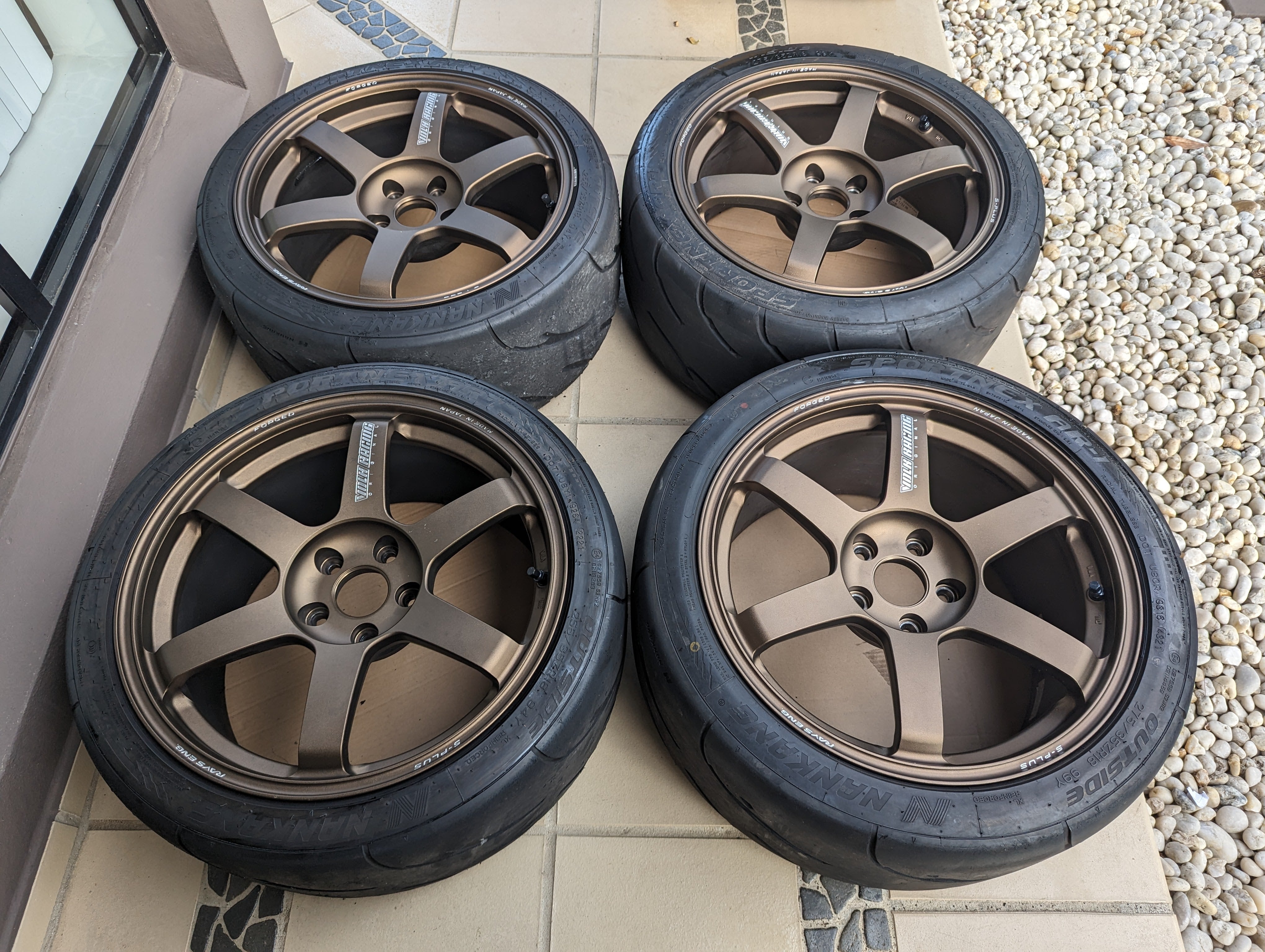 Rays Volks Racing TE37 Saga S-Plus (Bronze) with Near New Nankang AR1S Semi Slick Tyres