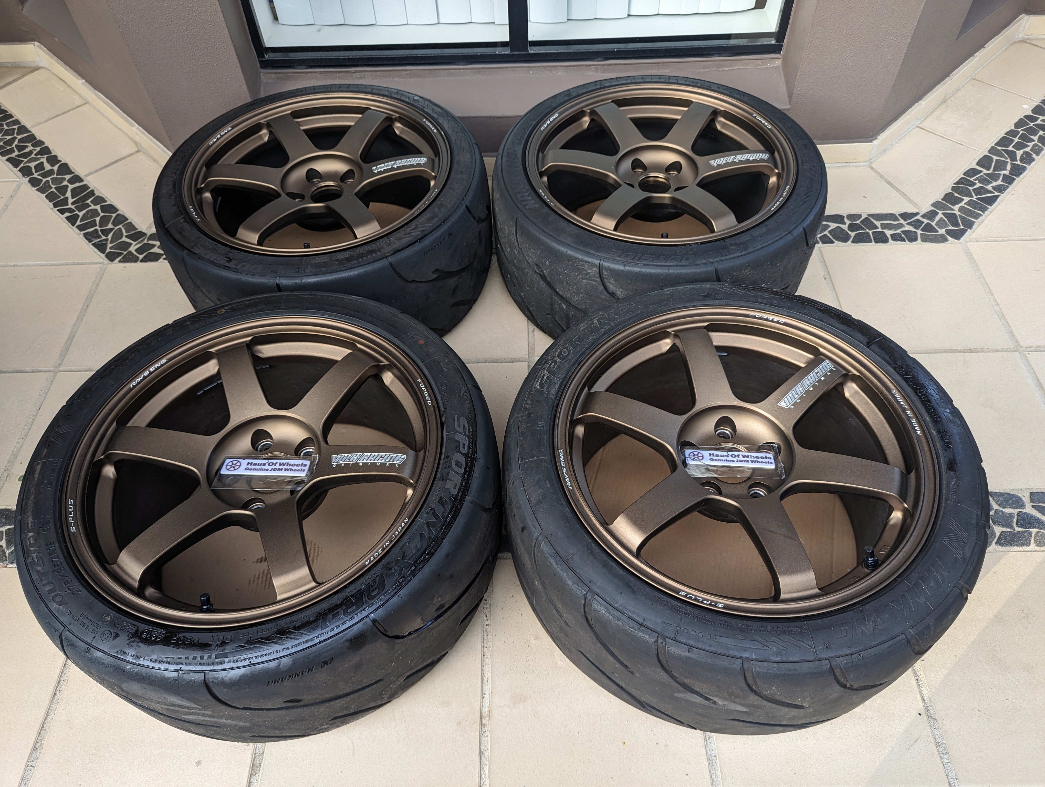 Rays Volks Racing TE37 Saga S-Plus (Bronze) with Near New Nankang AR1S Semi Slick Tyres