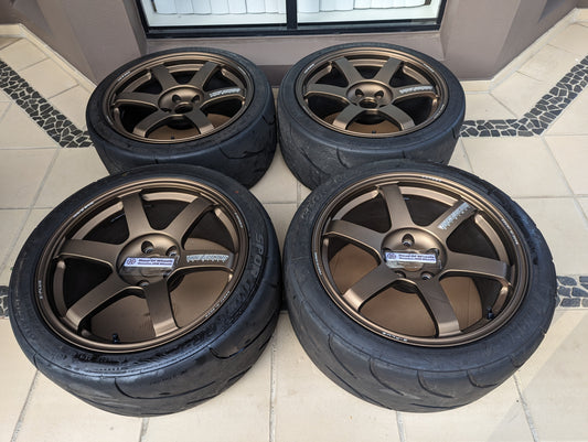 
RAYS Volk Racing TE37 Saga S-Plus (Bronze) with Near New Nankang AR1S Semi Slick Tyres