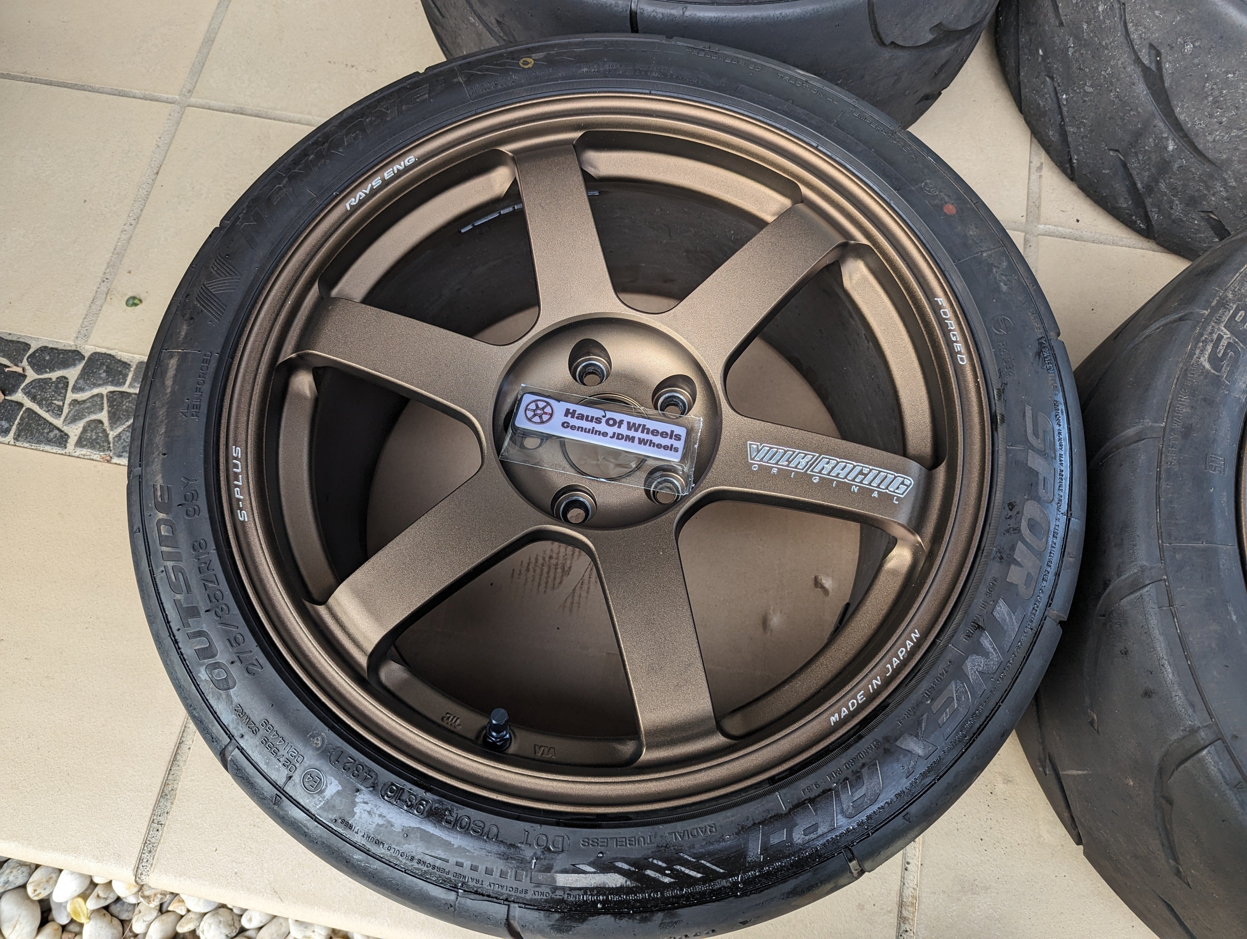 Rays Volks Racing TE37 Saga S-Plus (Bronze) with Near New Nankang AR1S Semi Slick Tyres