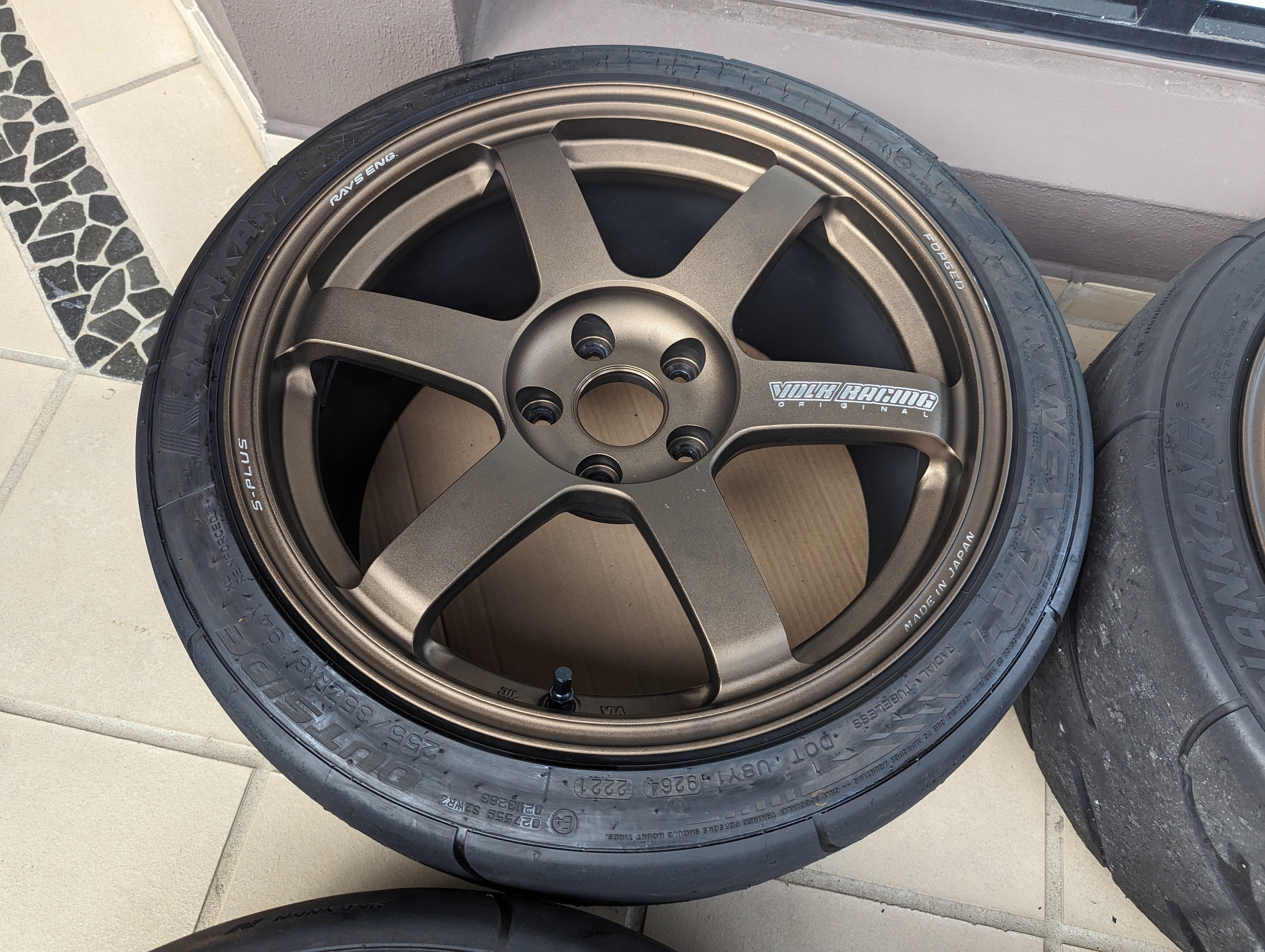 Rays Volks Racing TE37 Saga S-Plus (Bronze) with Near New Nankang AR1S Semi Slick Tyres