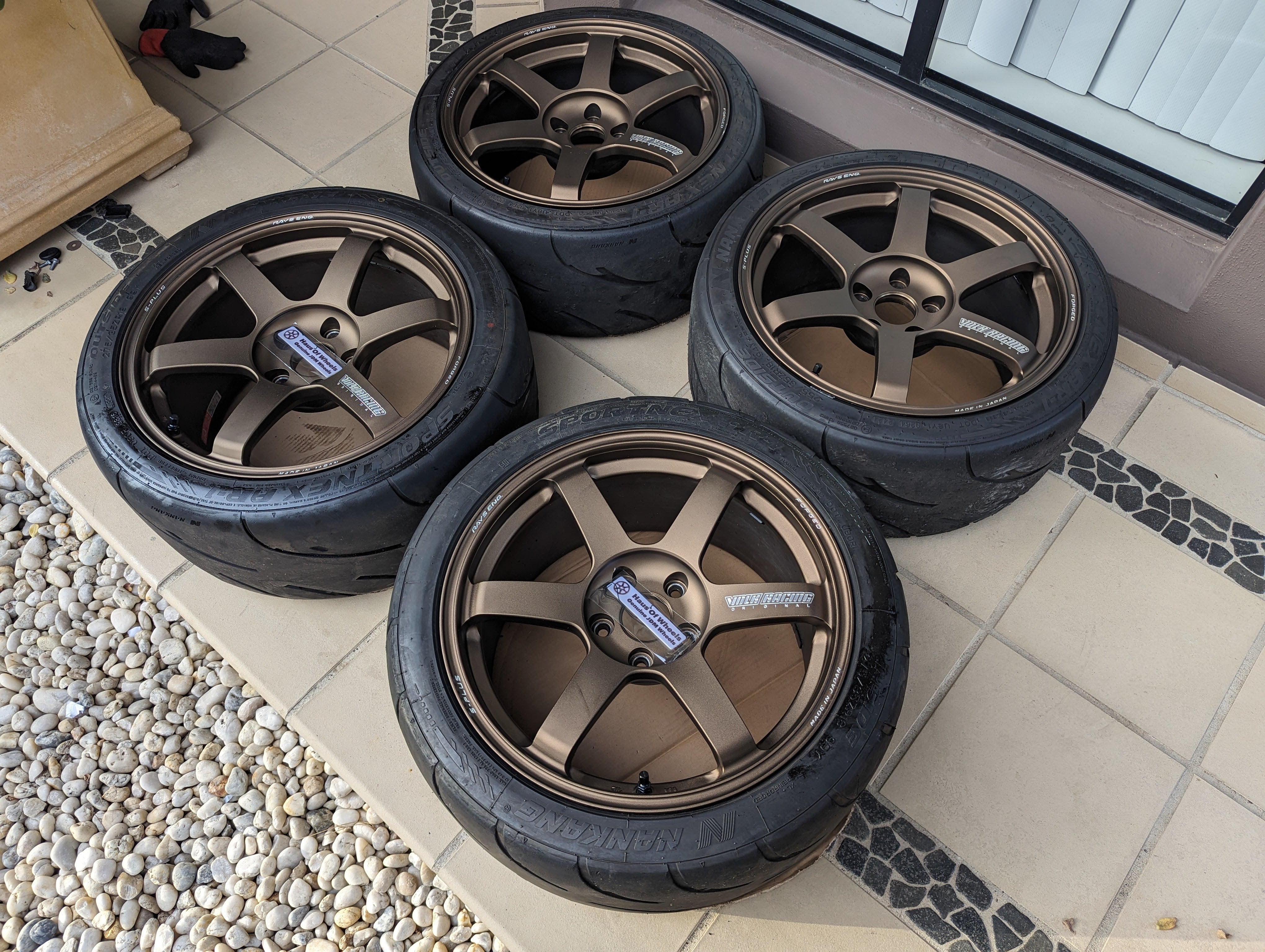 Rays Volks Racing TE37 Saga S-Plus (Bronze) with Near New Nankang AR1S Semi Slick Tyres