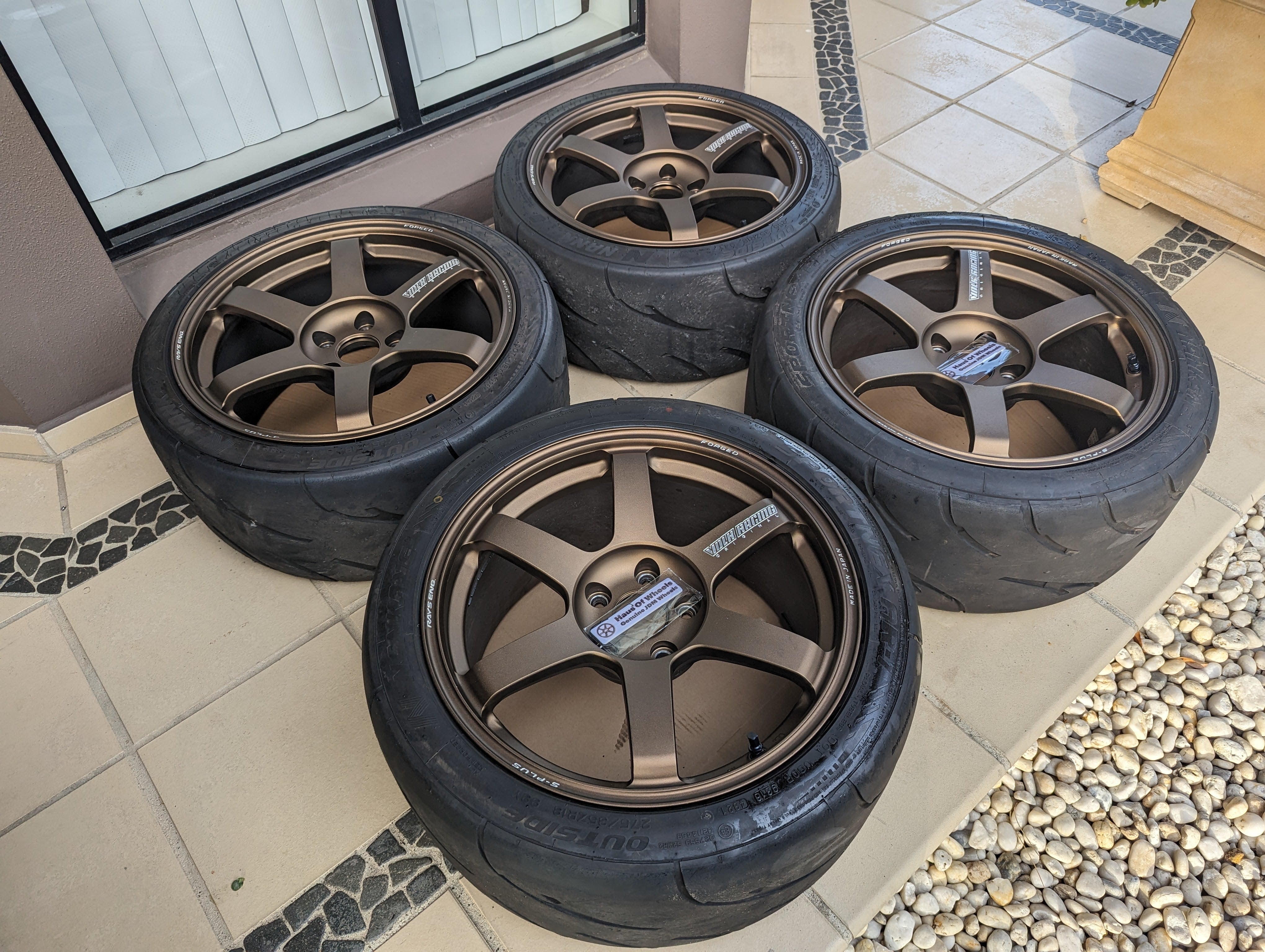 Rays Volks Racing TE37 Saga S-Plus (Bronze) with Near New Nankang AR1S Semi Slick Tyres