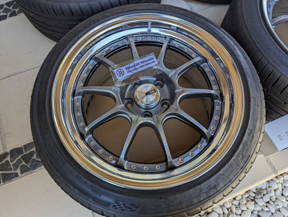 SSR SP5 (Spectrum Silver) 3 Pieces Wheels with Near New Tyres