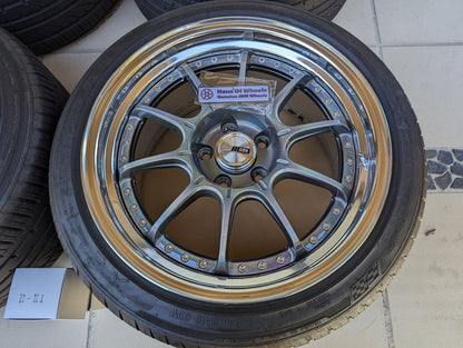 SSR SP5 (Spectrum Silver) 3 Pieces Wheels with Near New Tyres