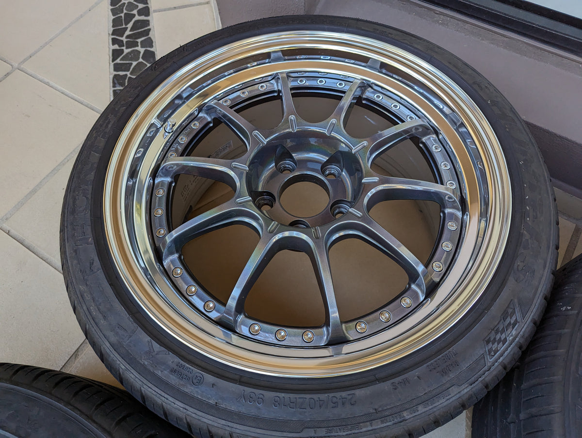 SSR SP5 (Spectrum Silver) 3 Pieces Wheels with Near New Tyres