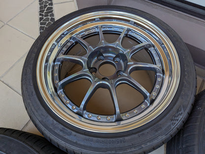 SSR SP5 (Spectrum Silver) 3 Pieces Wheels with Near New Tyres