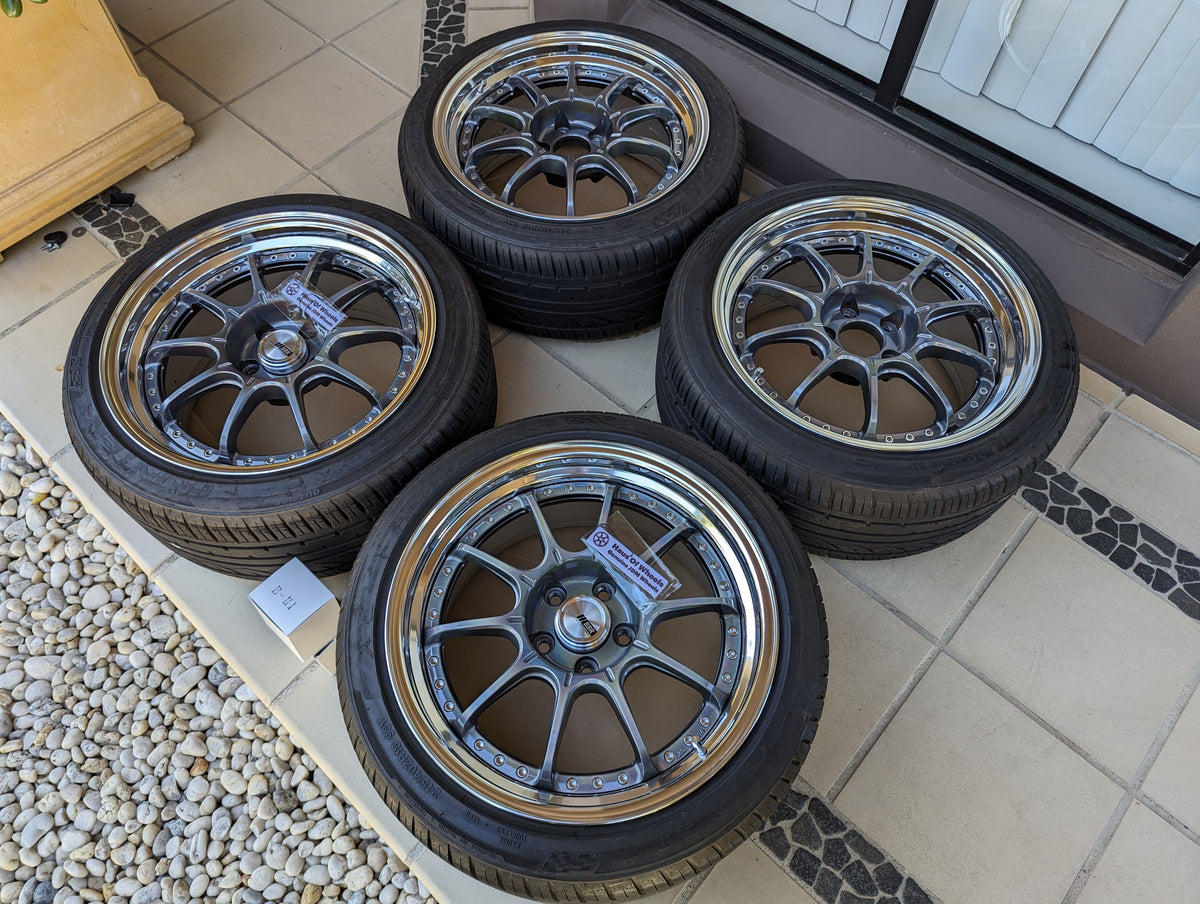 SSR SP5 (Spectrum Silver) 3 Pieces Wheels with Near New Tyres