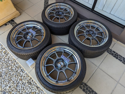 SSR SP5 (Spectrum Silver) 3 Pieces Wheels with Near New Tyres