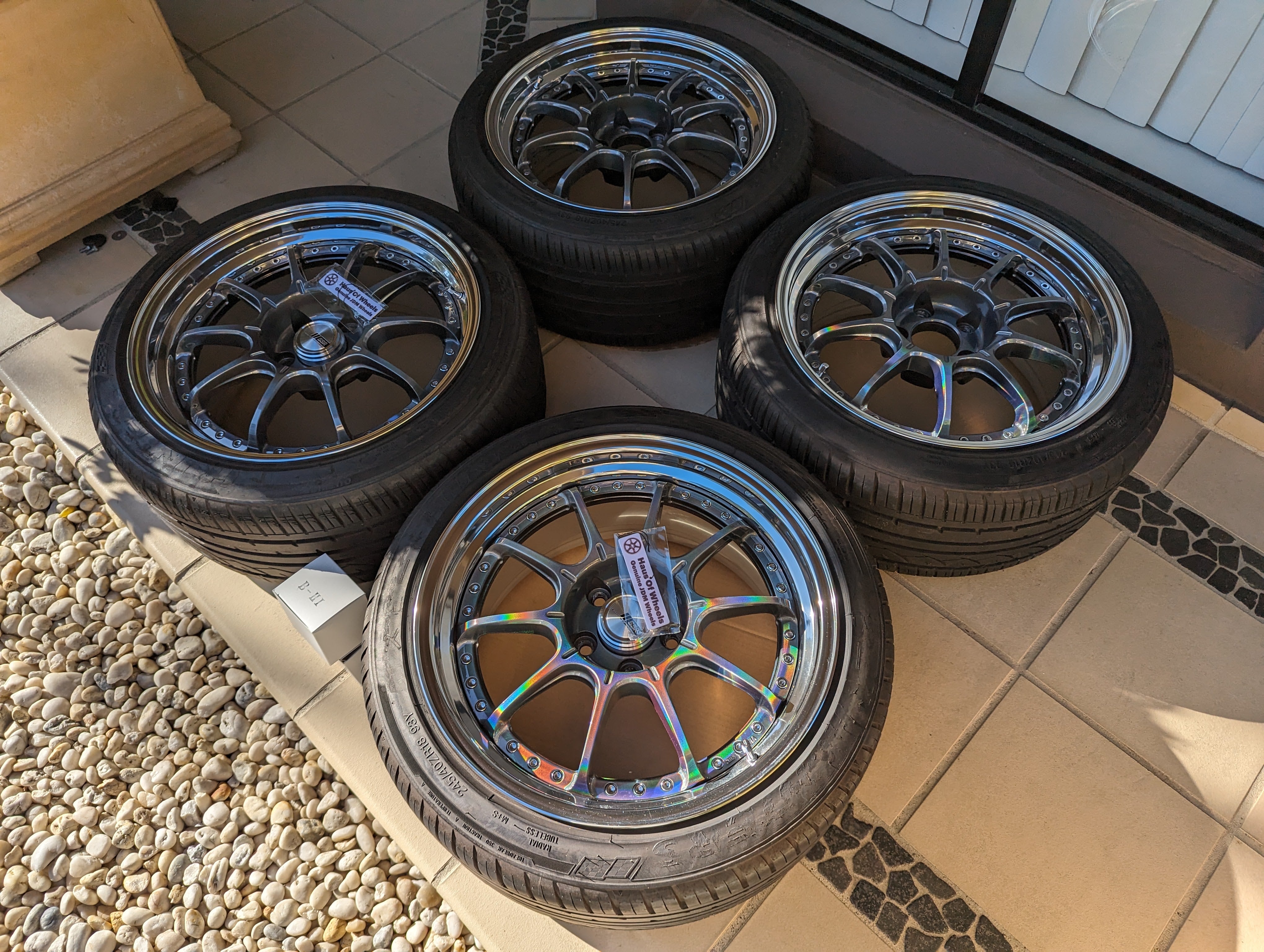 SSR SP5 (Spectrum Silver) 3 Pieces Wheels with Near New Tyres