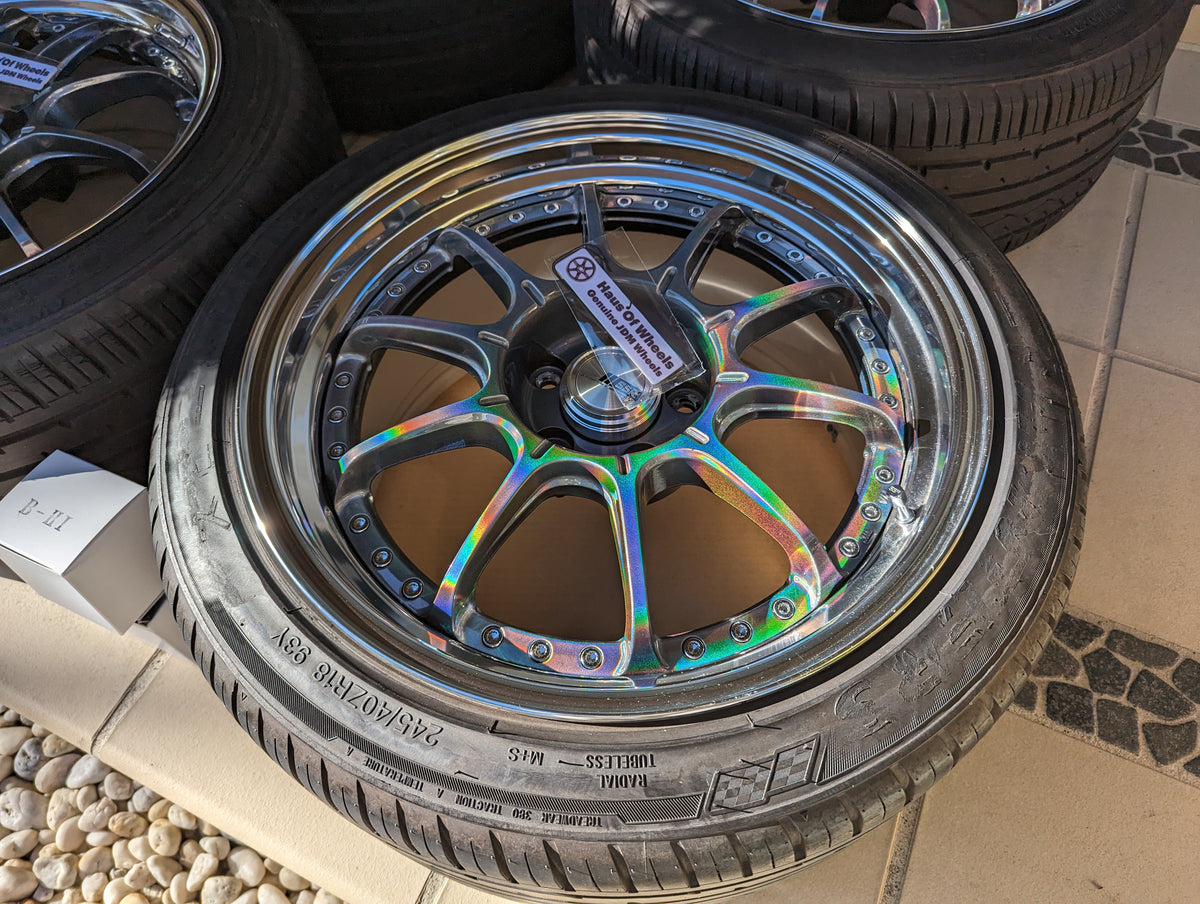 SSR SP5 (Spectrum Silver) 3 Pieces Wheels with Near New Tyres