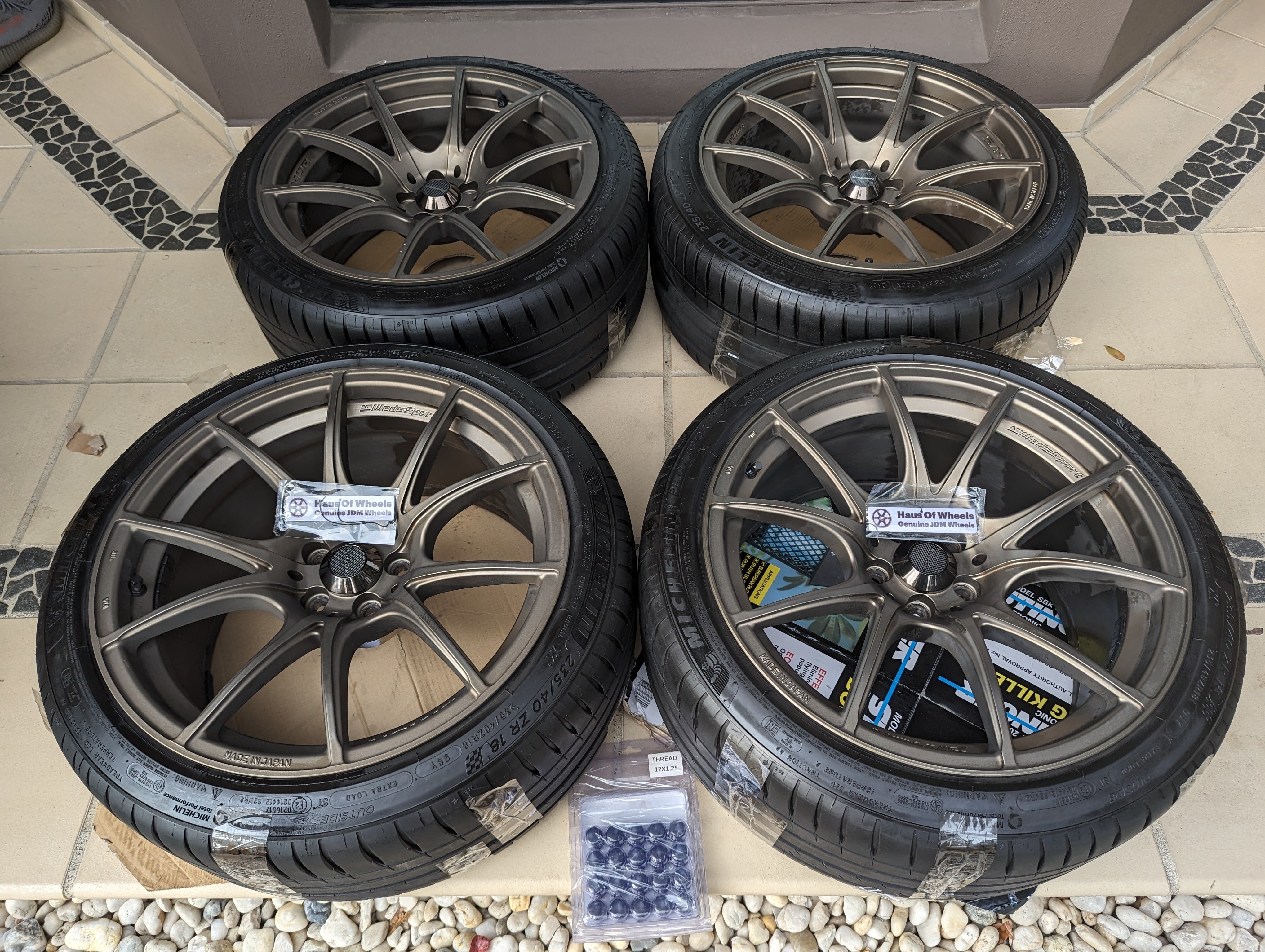 WedsSport SA-10R (Bronze) with Genuine WedsSport Carbon Center Caps and Michelin PS4 Tyres - 18x9.5 +38