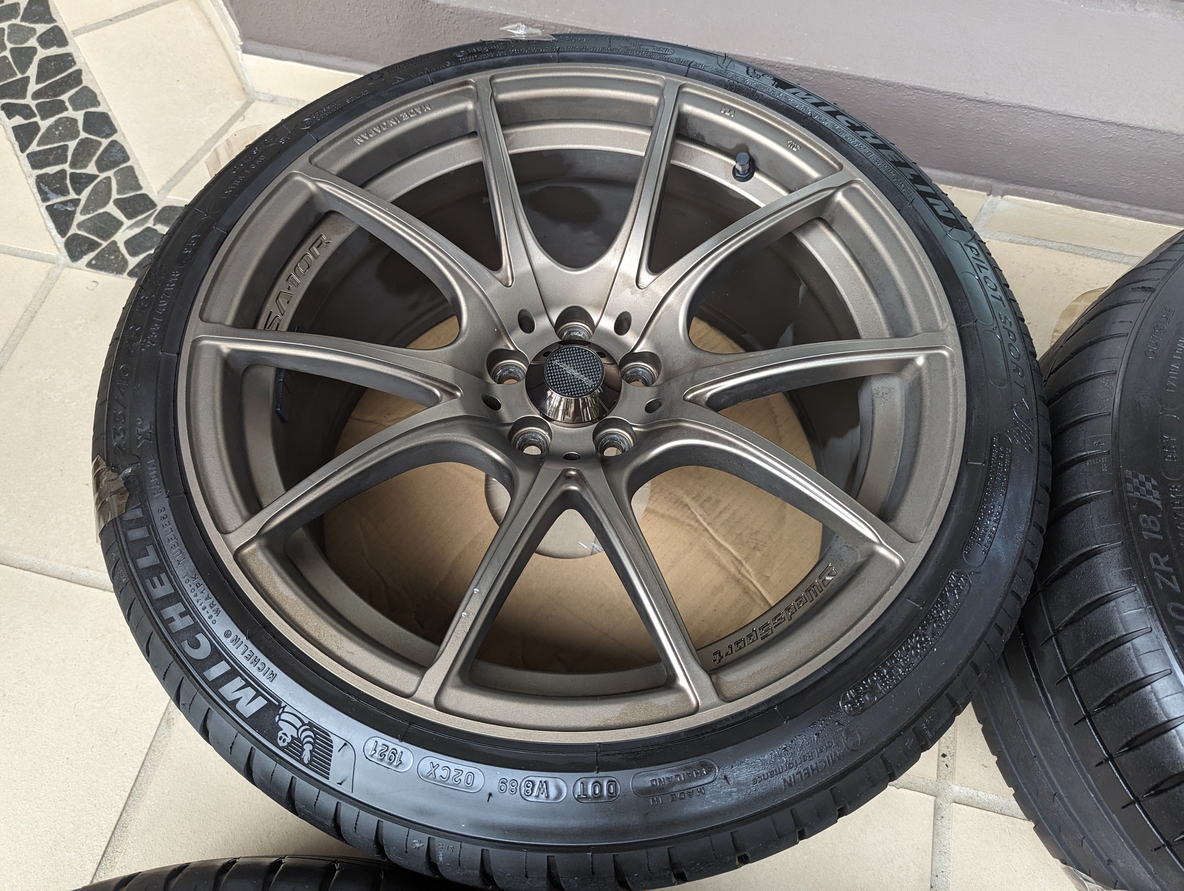 WedsSport SA-10R (Bronze) with Genuine WedsSport Carbon Center Caps and Michelin PS4 Tyres - 18x9.5 +38