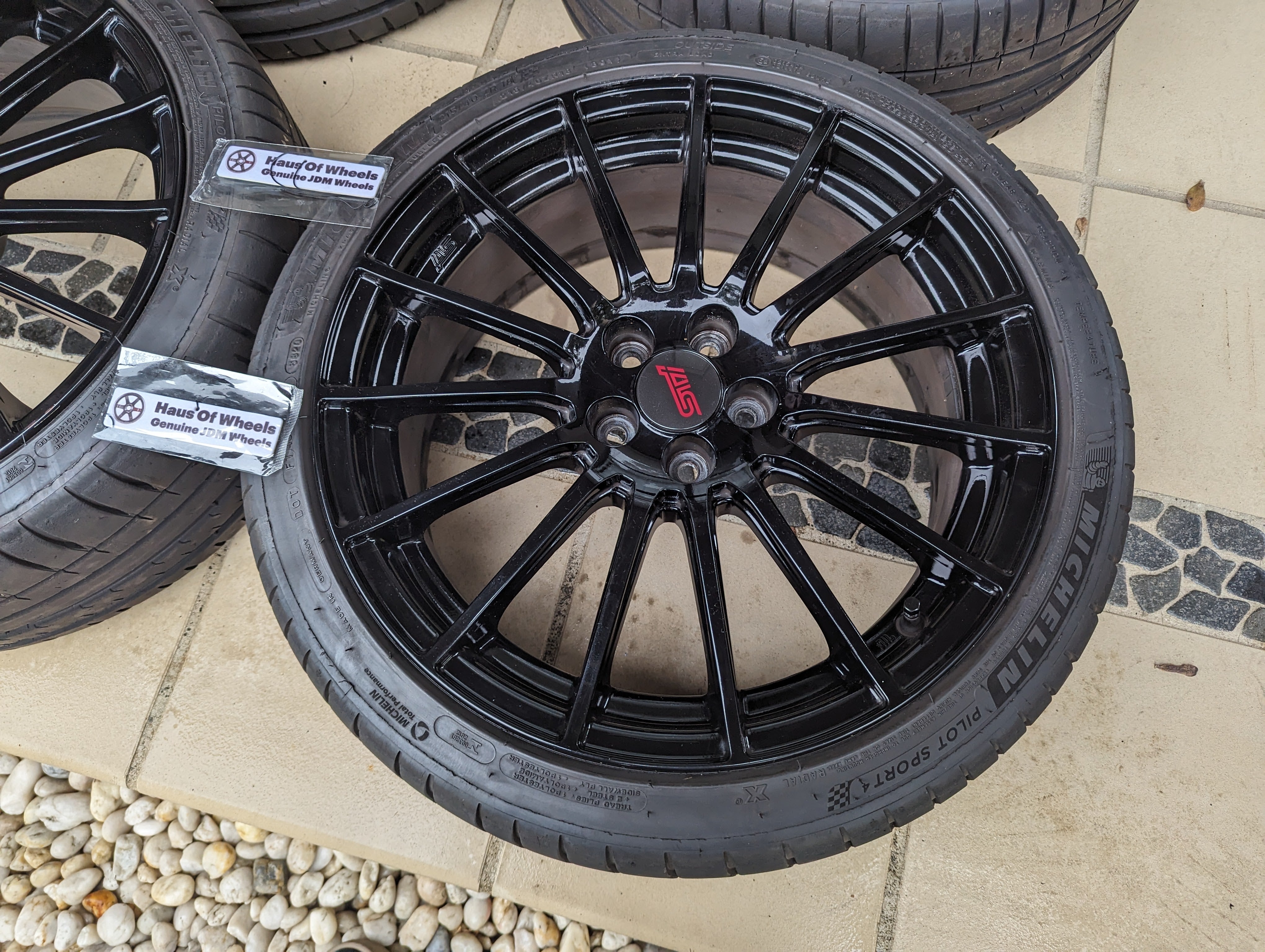 Enkei x STI Special Edition Wheels with Genuine STI Center Caps and Near New Michelin Pilot Sports 4 Tyres