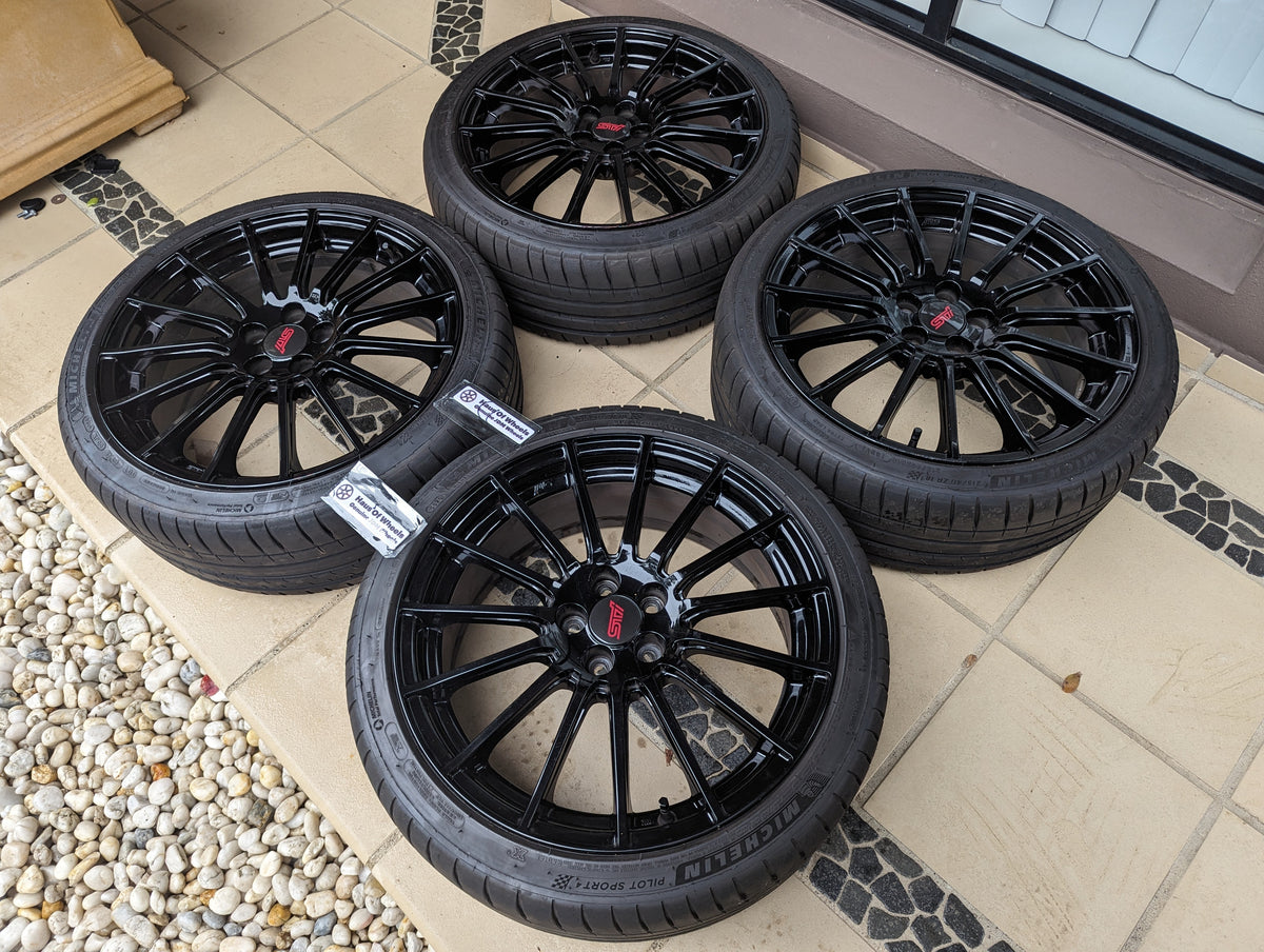 Enkei x STI Special Edition Wheels with Genuine STI Center Caps and Near New Michelin Pilot Sports 4 Tyres