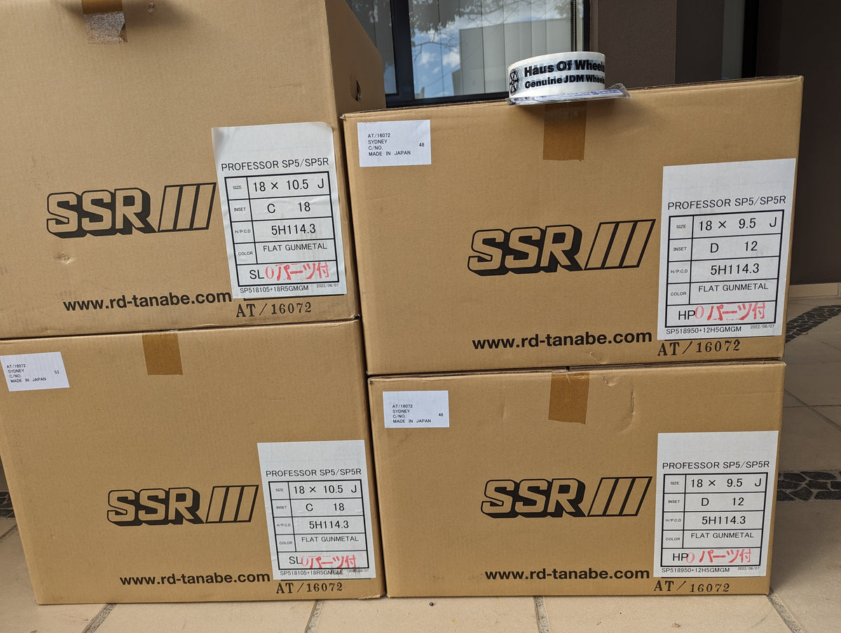 SSR SP5 Flat Gunmetal | 5x114.3 | F: 18x9.5 +12 / R: 18x10.5 +18 | New | 3 Piece