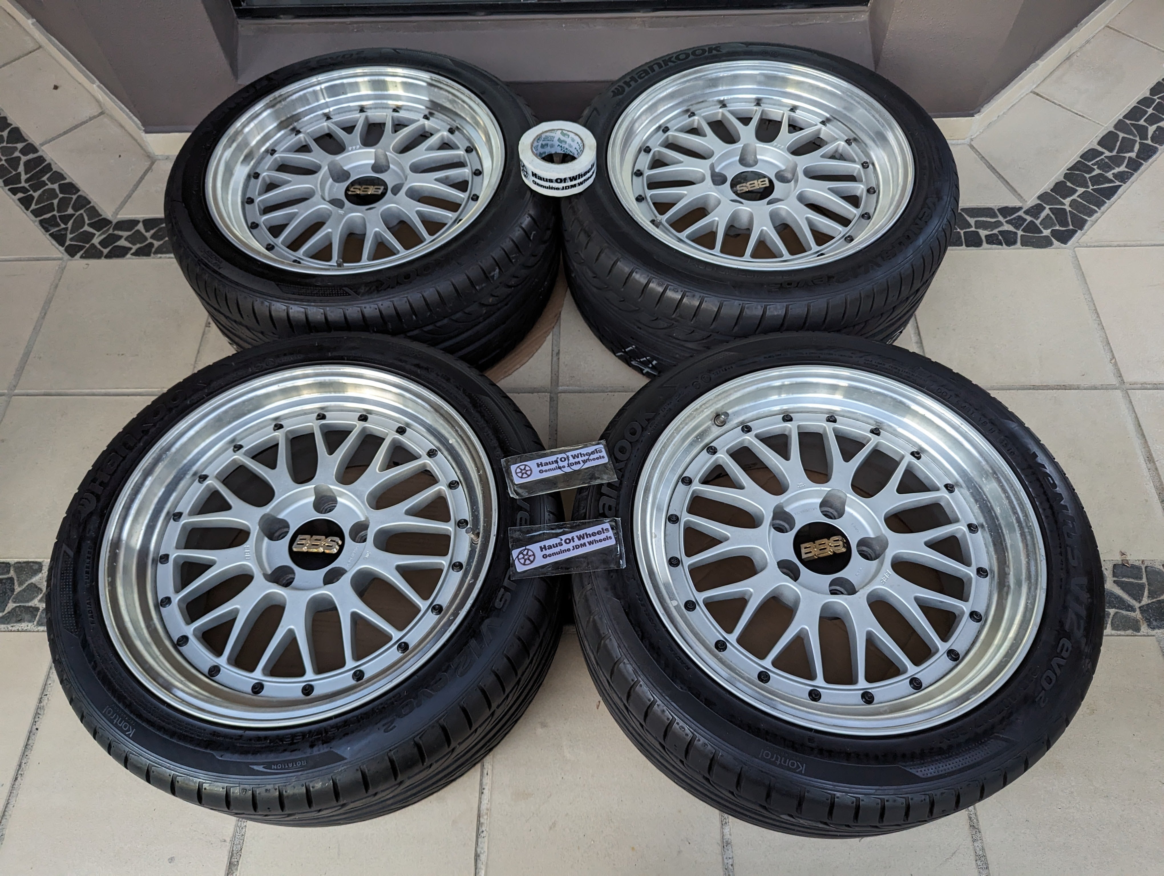 BBS LM (Silver) with Hankook Ventus Tyres and Genuine BBS Center Caps - 17x9 +20