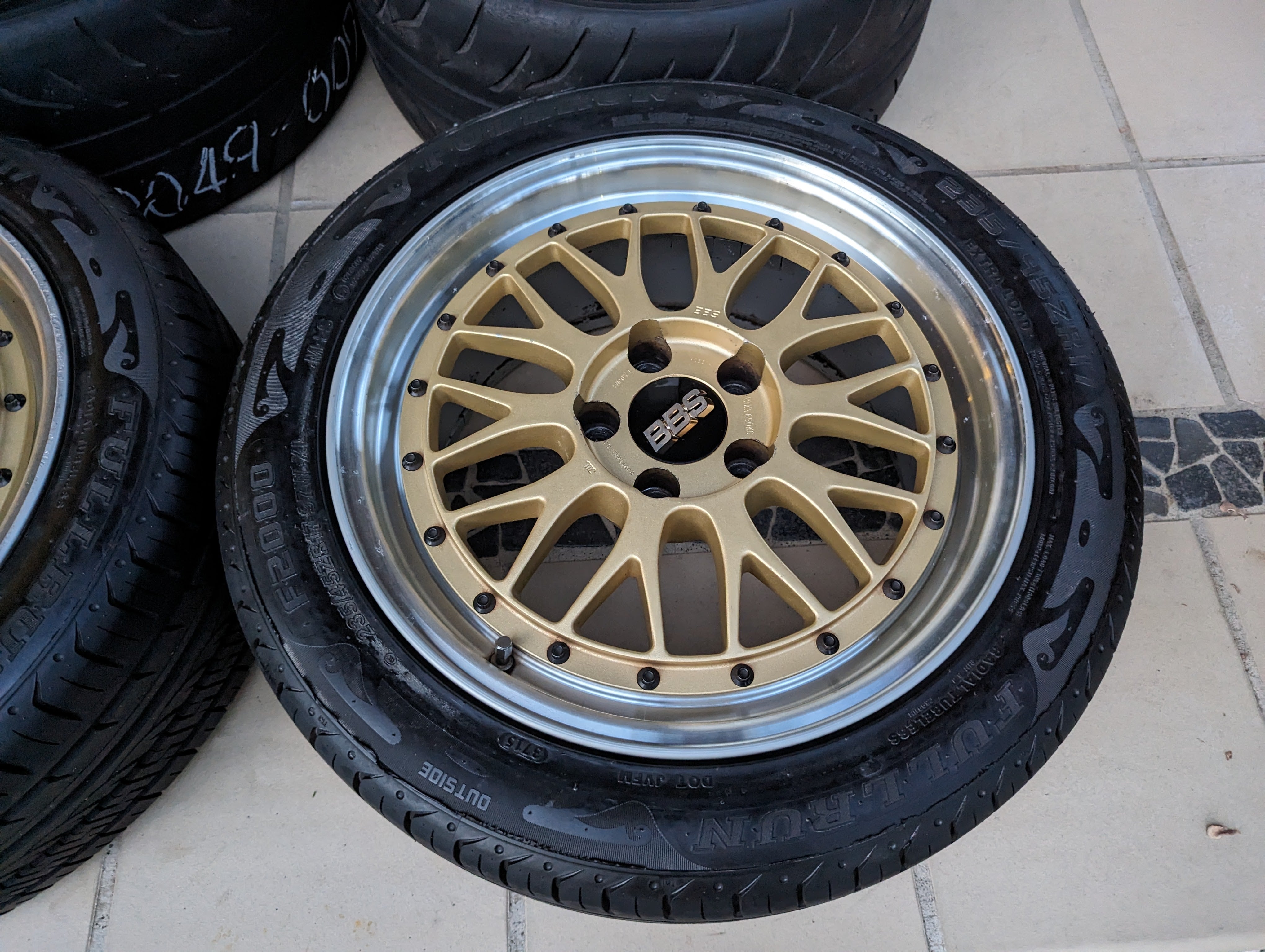 BBS LM (Gold) with Genuine BBS Center Caps and Tyres