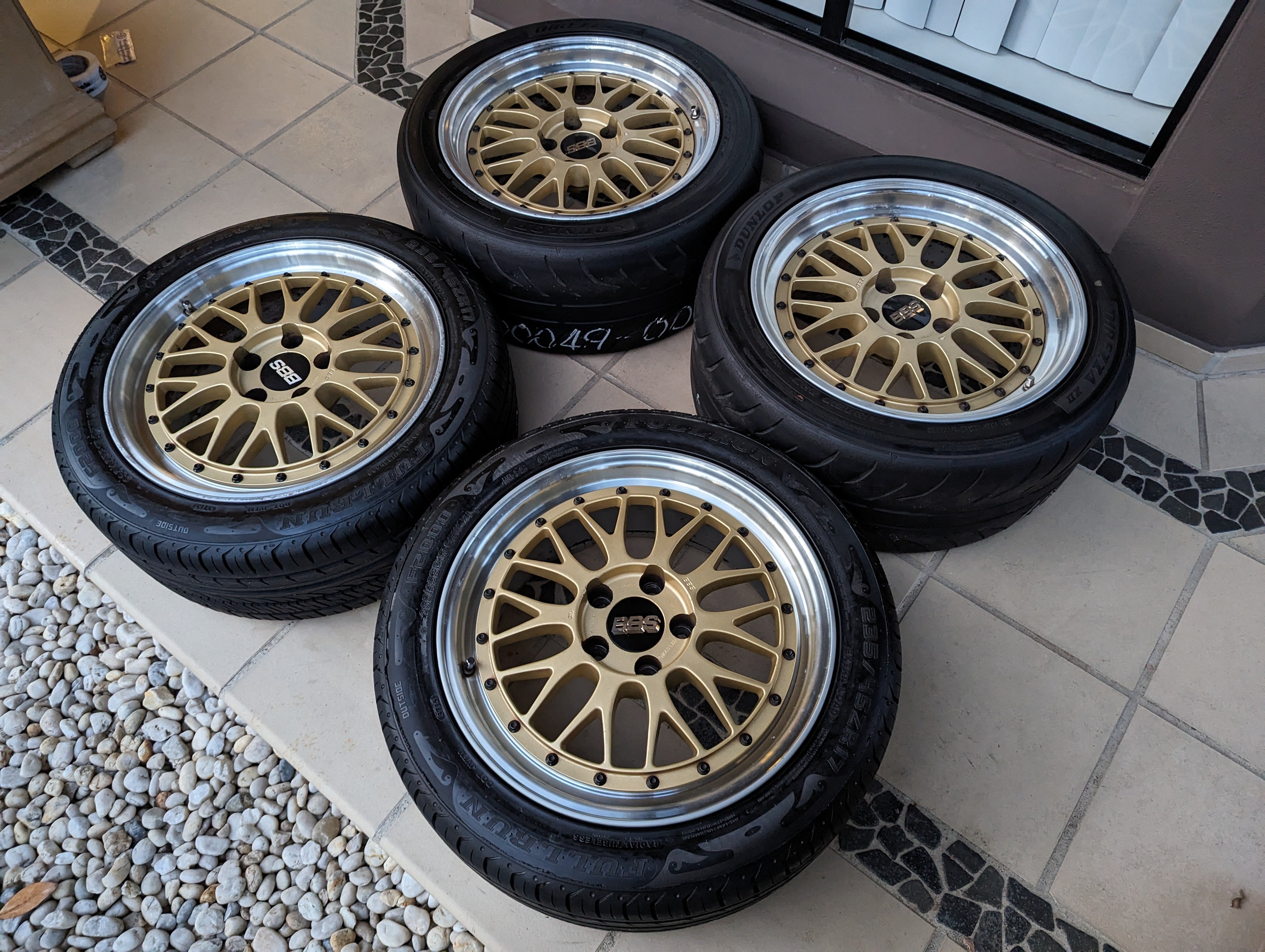 BBS LM (Gold) with Genuine BBS Center Caps and Tyres