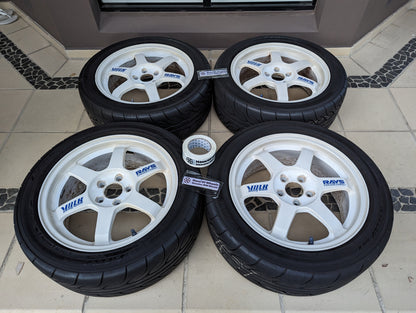 Rays TE37 OG (White) with Genuine Rays Stickers and AD08R Tyres