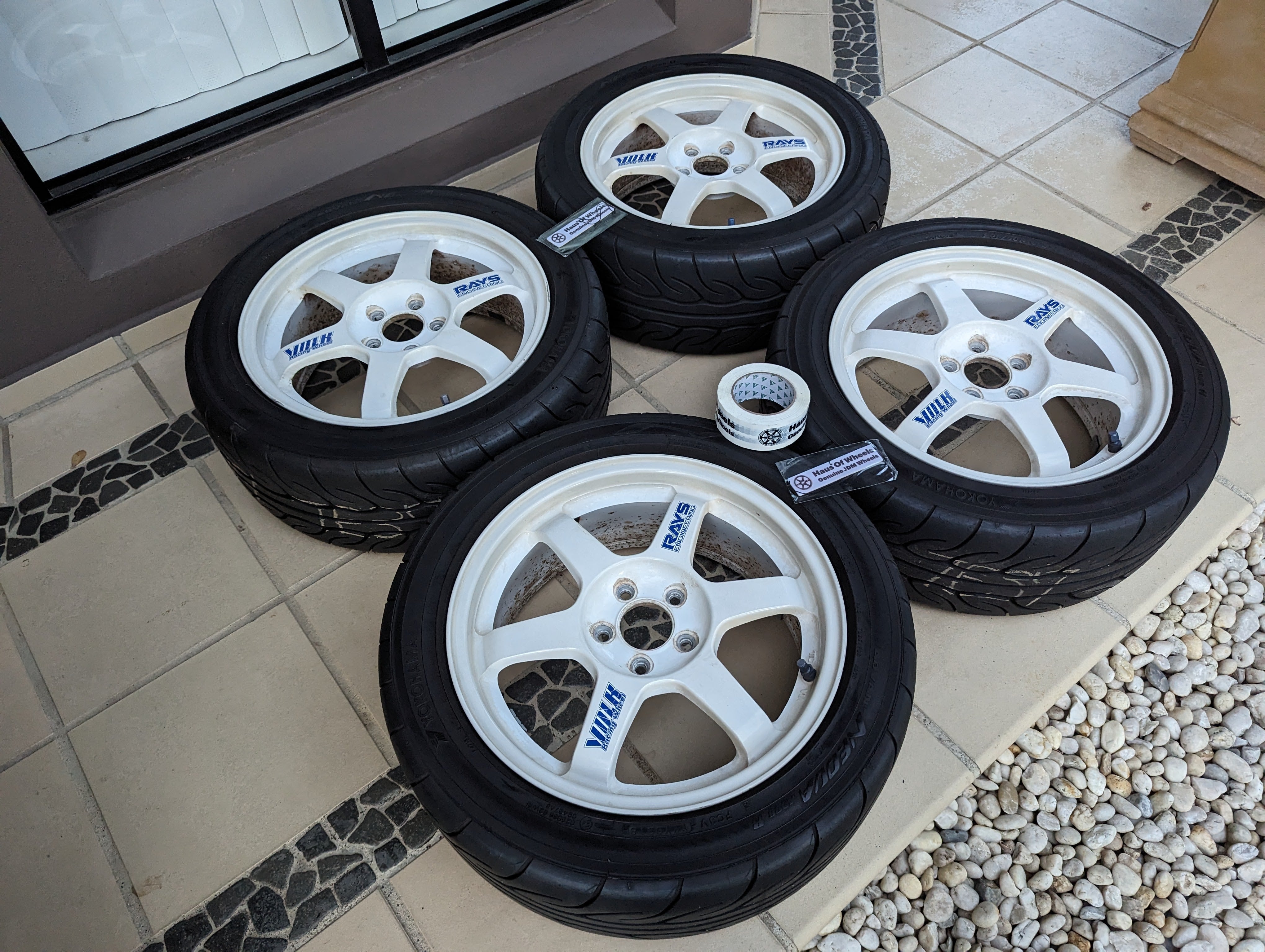 Rays TE37 OG (White) with Genuine Rays Stickers and AD08R Tyres