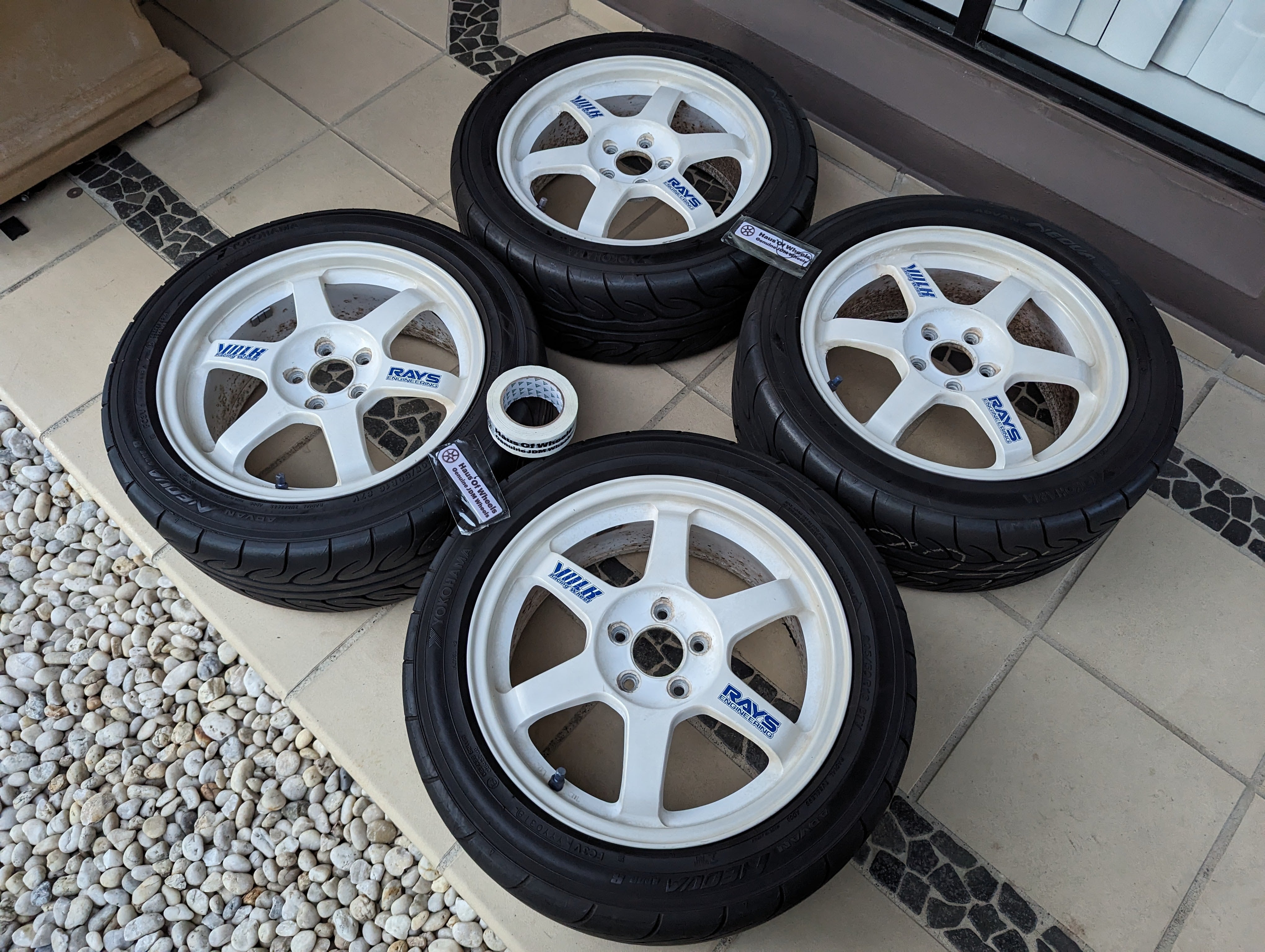 Rays TE37 OG (White) with Genuine Rays Stickers and AD08R Tyres
