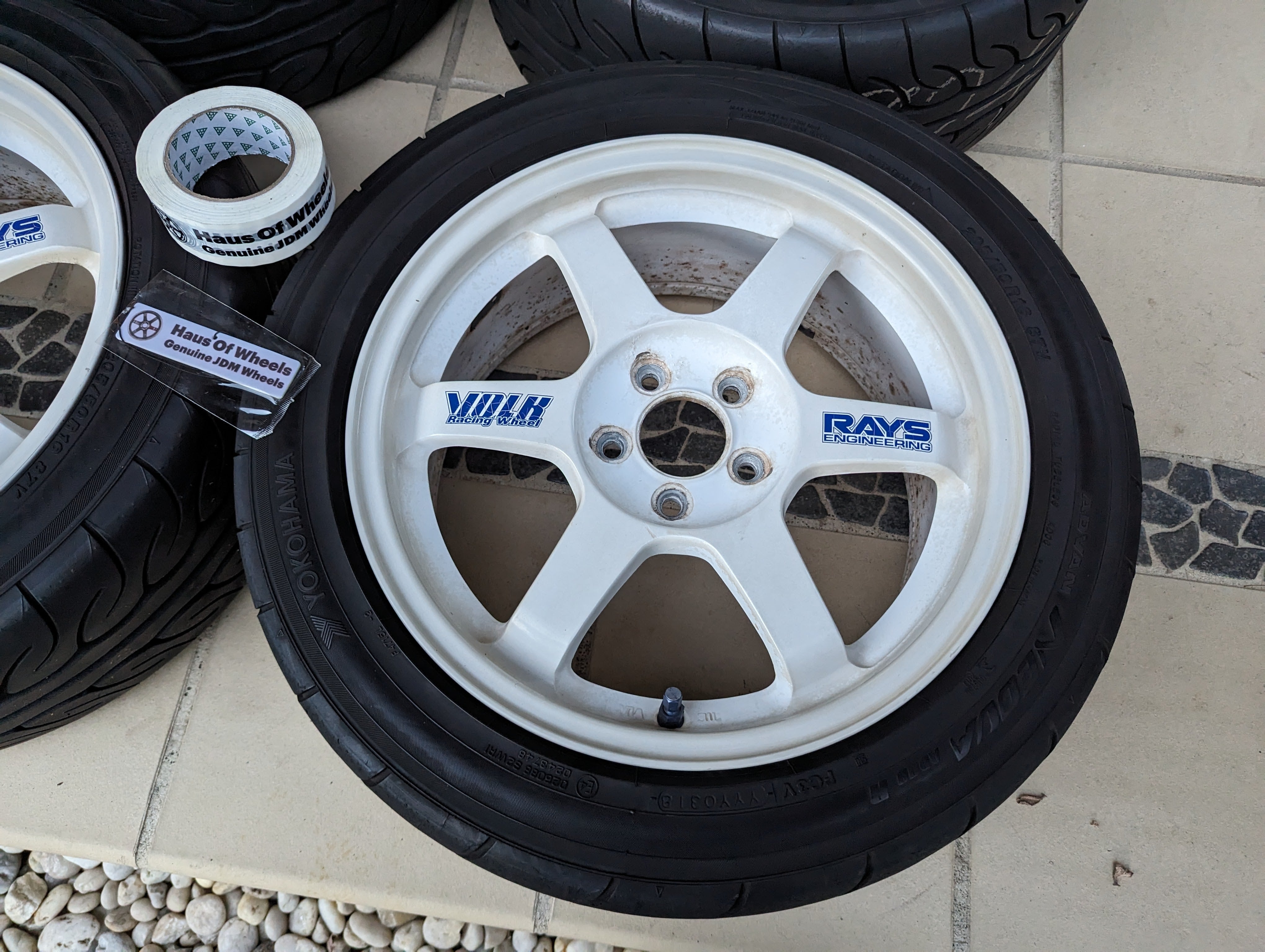 Rays TE37 OG (White) with Genuine Rays Stickers and AD08R Tyres