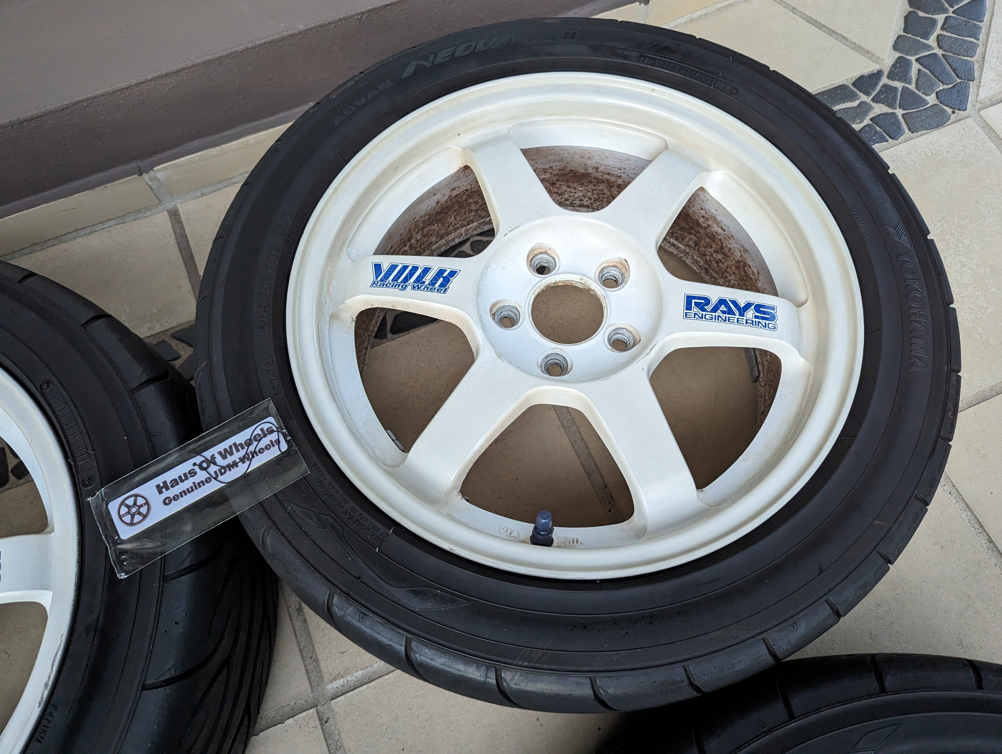 Rays TE37 OG (White) with Genuine Rays Stickers and AD08R Tyres ...
