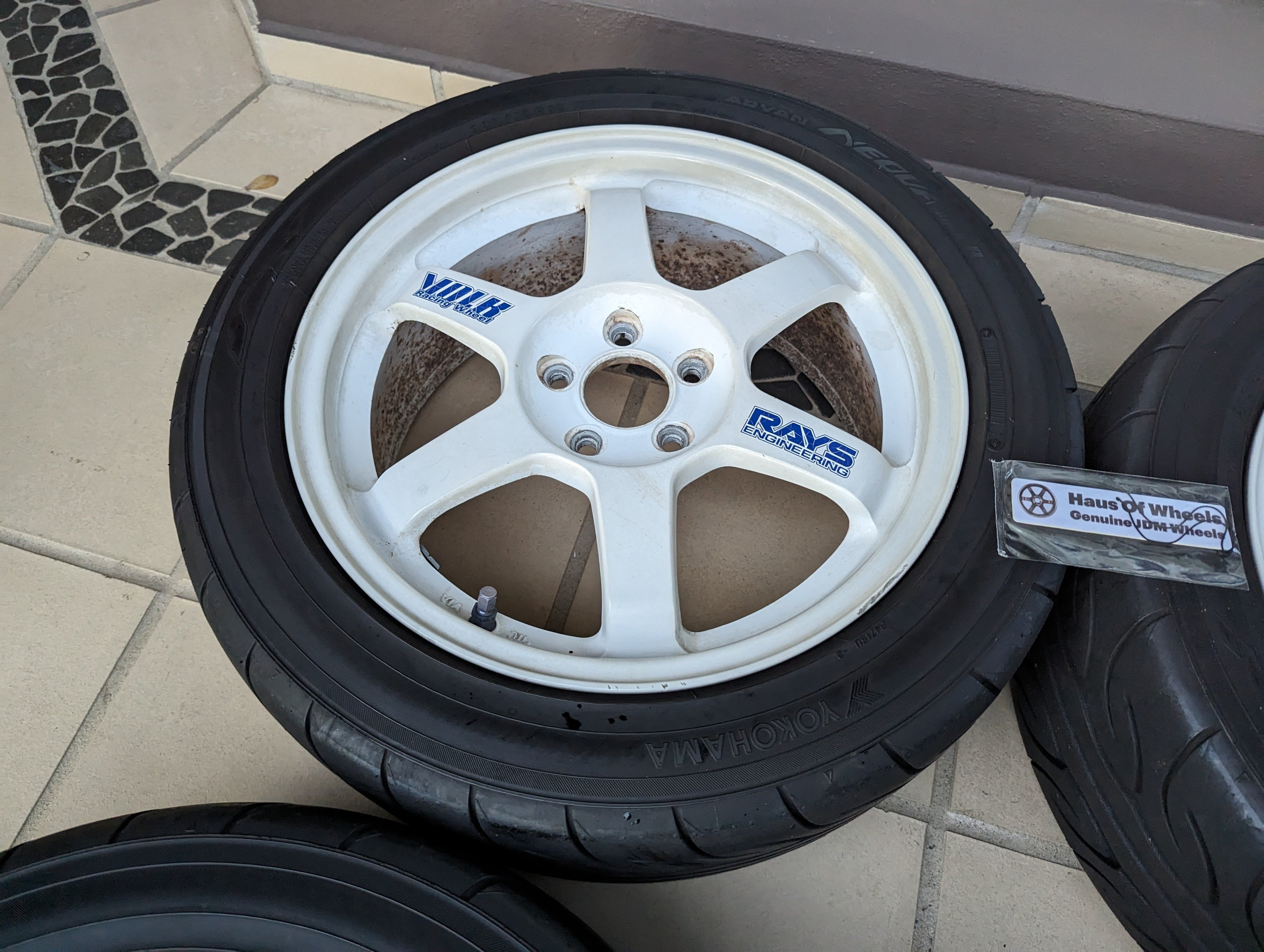 Rays TE37 OG (White) with Genuine Rays Stickers and AD08R Tyres