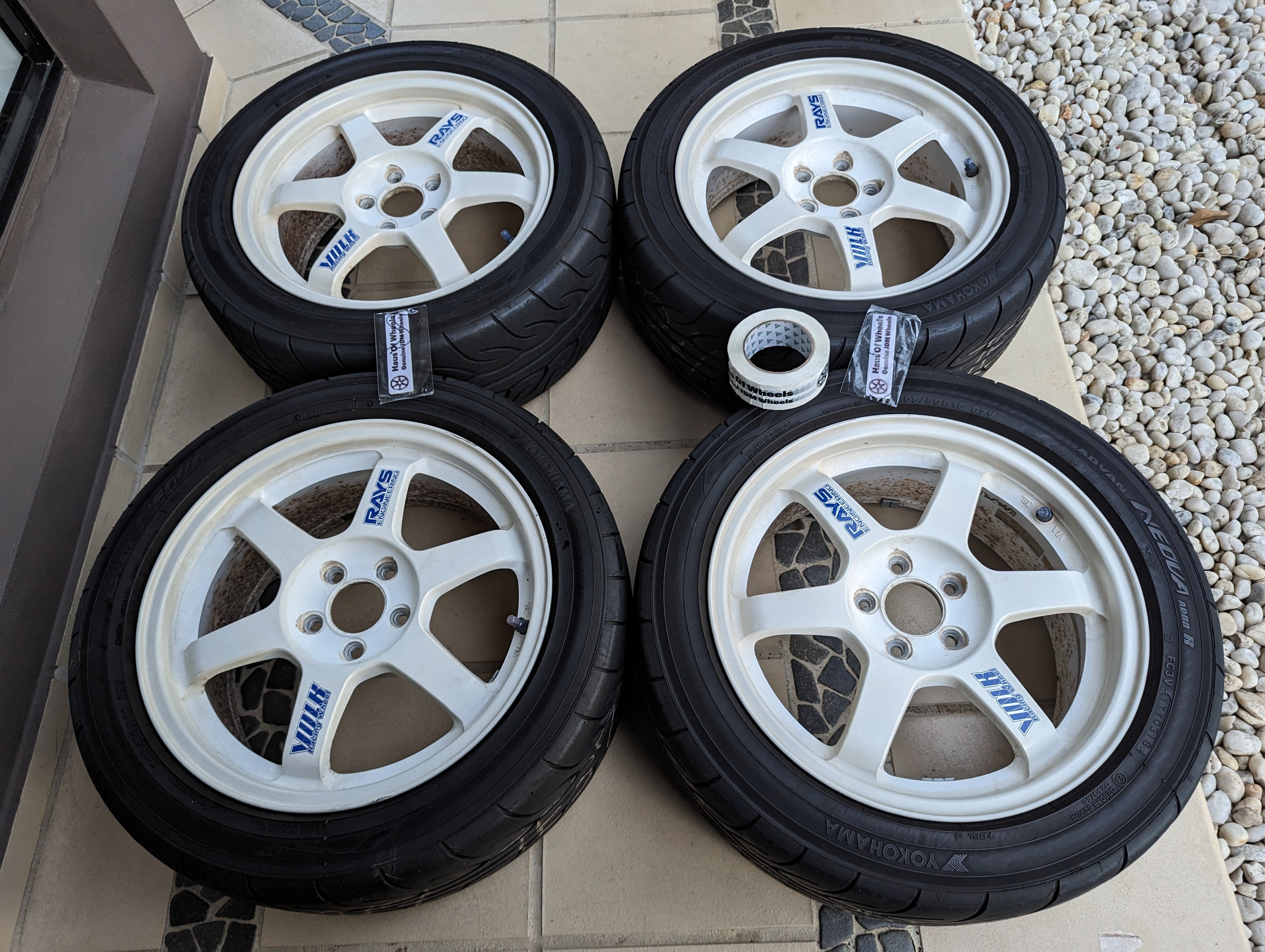 Rays TE37 OG (White) with Genuine Rays Stickers and AD08R Tyres